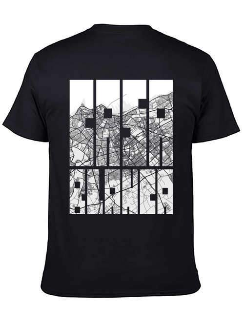 Abstract City Map Graphic Tee - Black