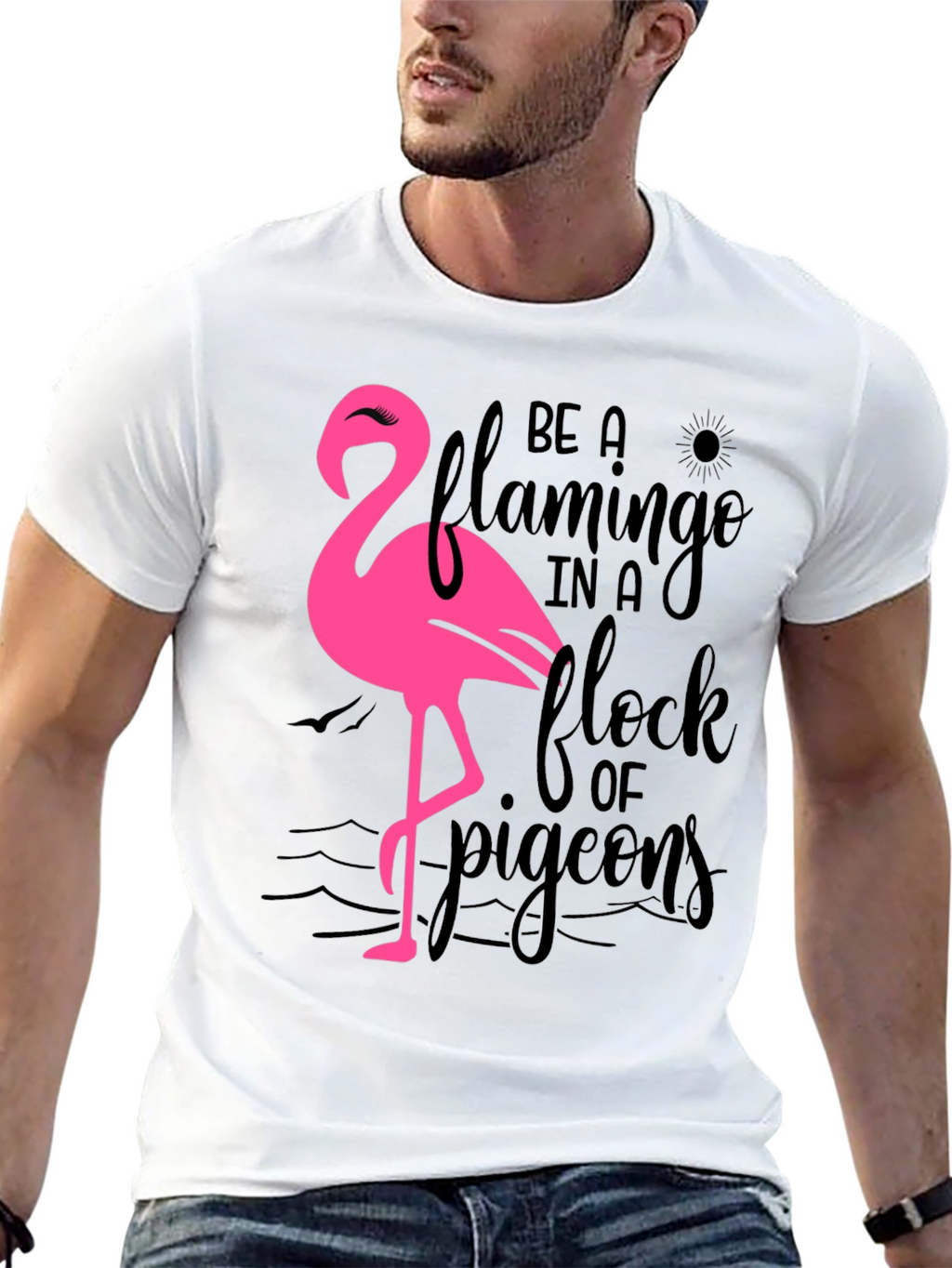Be a Flamingo T-Shirt Black Cotton Tee