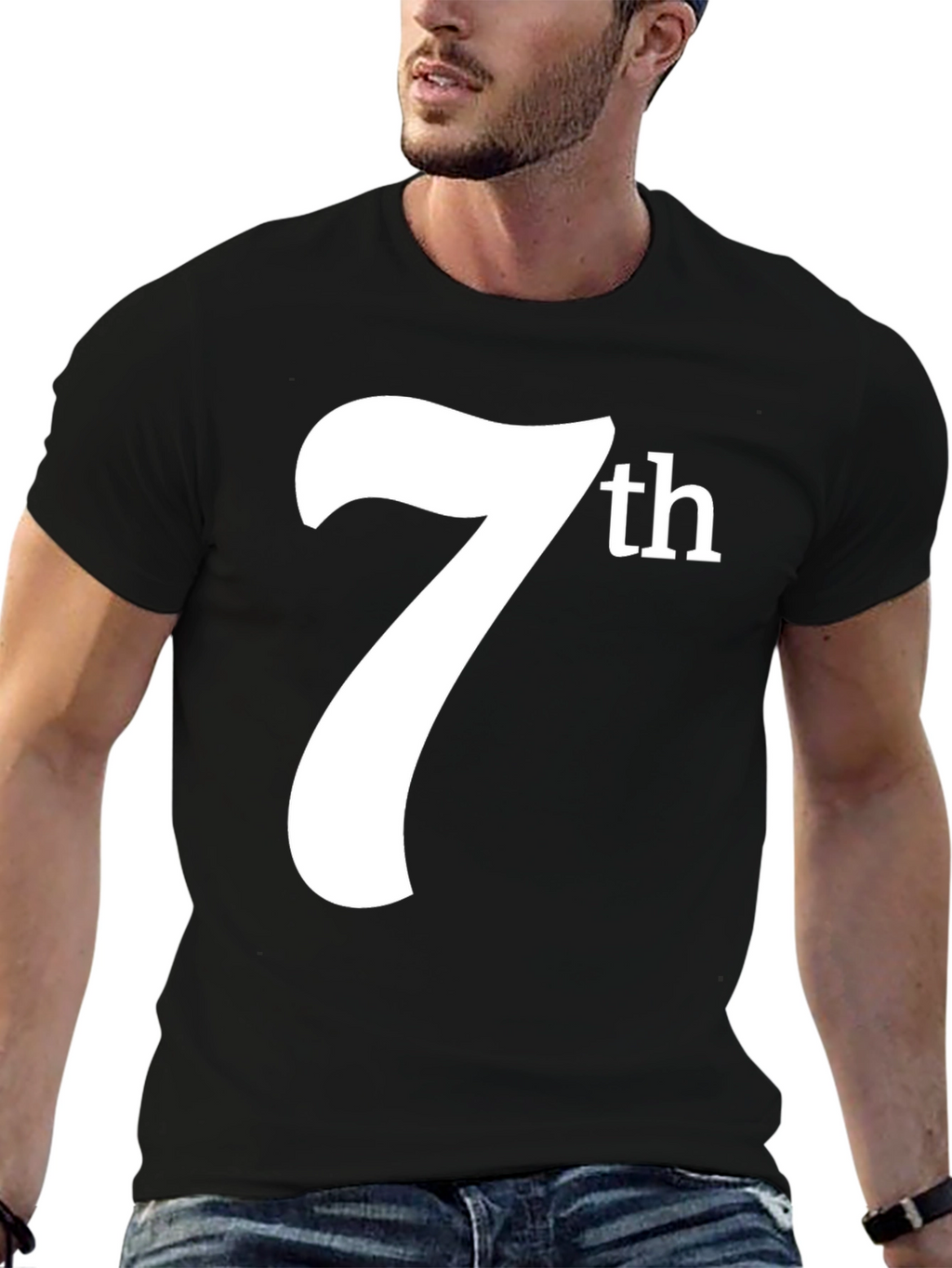 7th Graphic Tee - Black Cotton T-Shirt