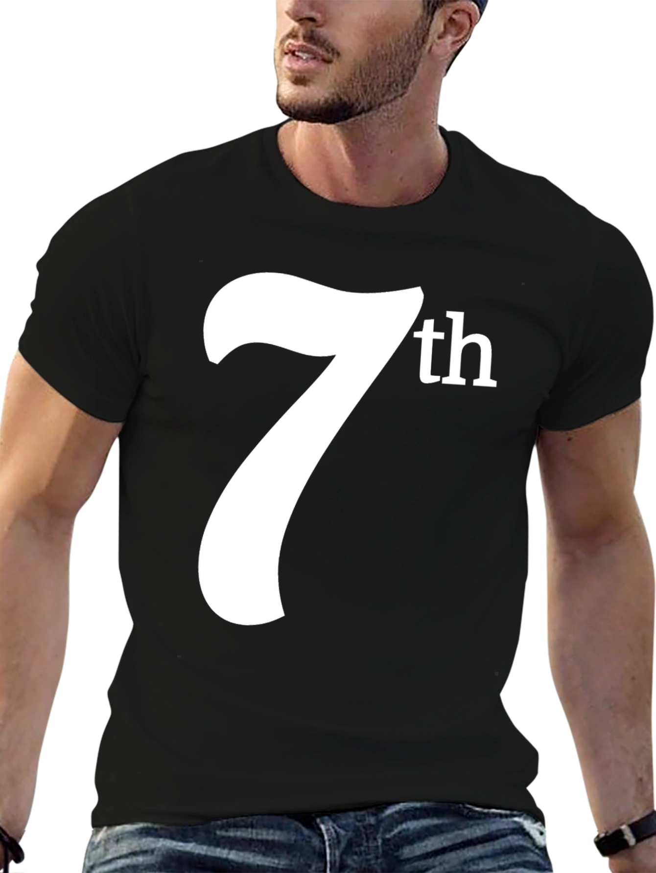 7th Graphic Tee - Black Cotton T-Shirt