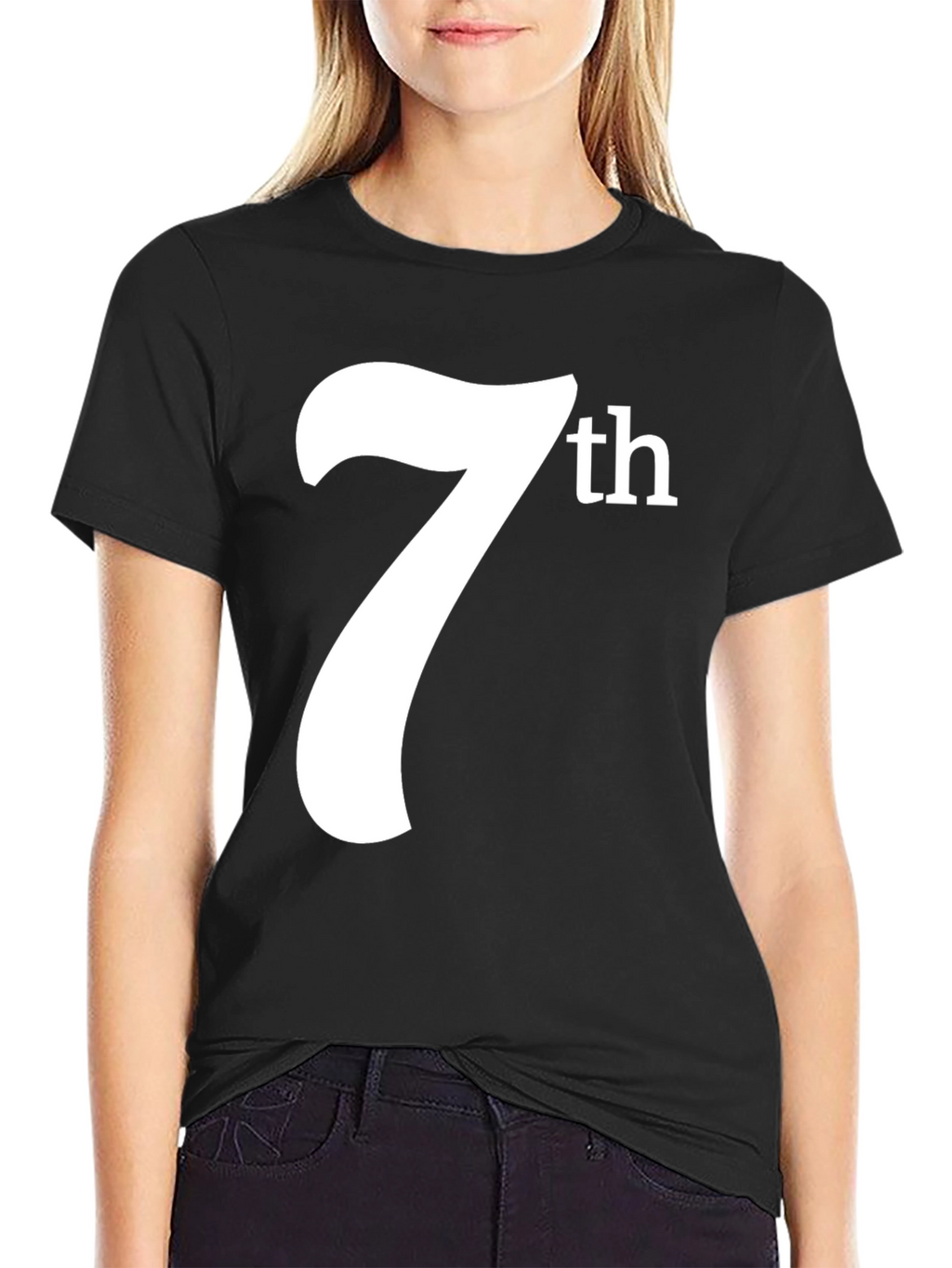 7th Graphic Tee - Black Cotton T-Shirt