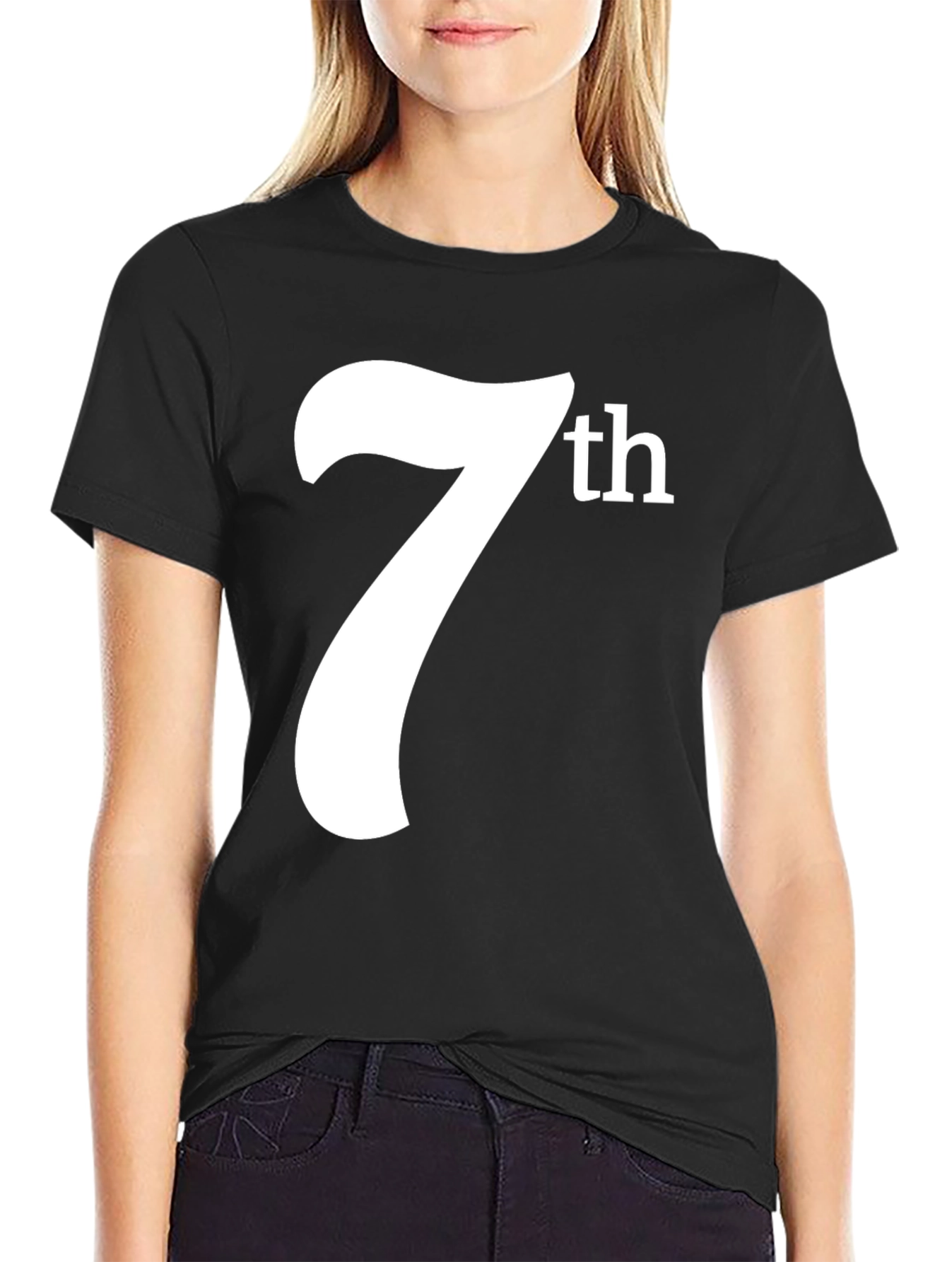 7th Graphic Tee - Black Cotton T-Shirt