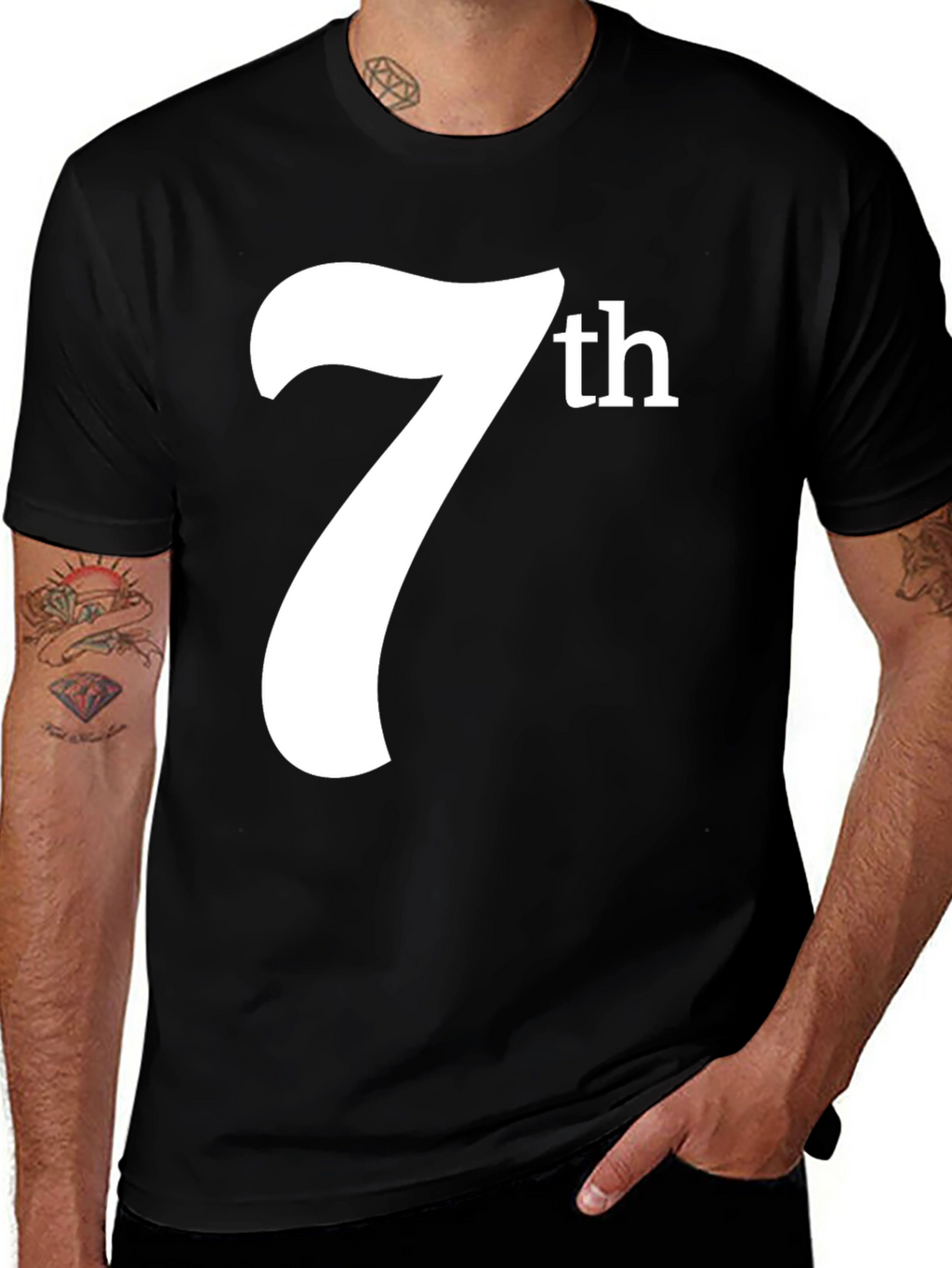 7th Graphic Tee - Black Cotton T-Shirt