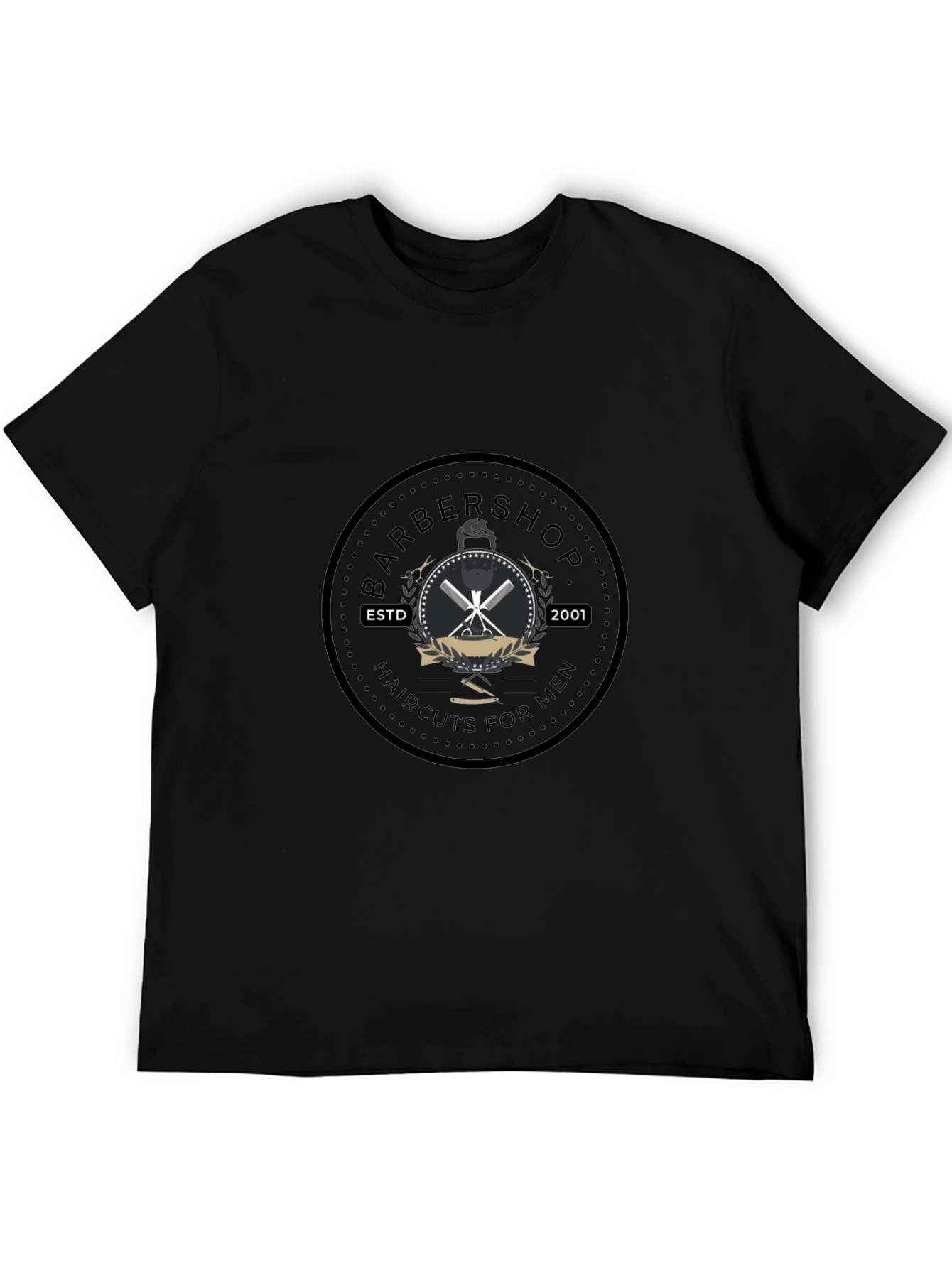 Barbershop Graphic Print Mens Black T-Shirt