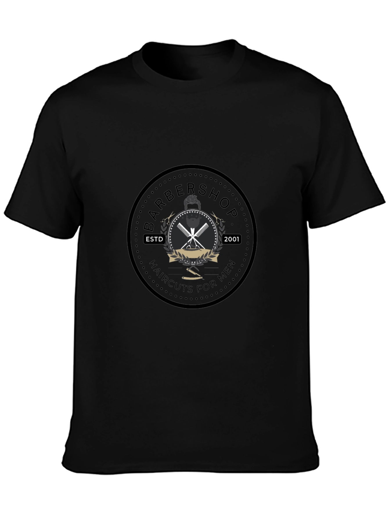 Barbershop Graphic Print Mens Black T-Shirt