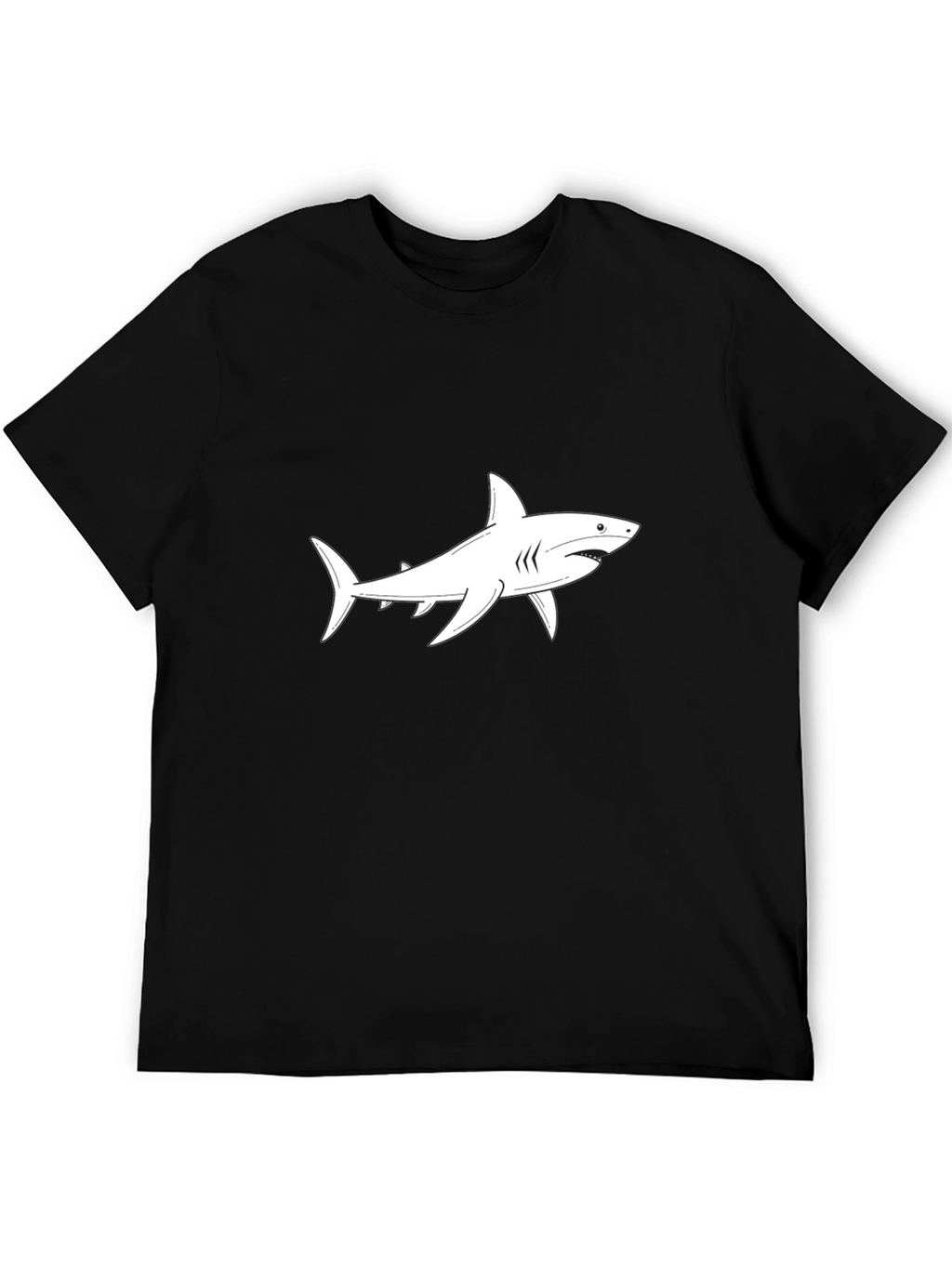 Shark Graphic Tee - Black Cotton Crewneck T-Shirt