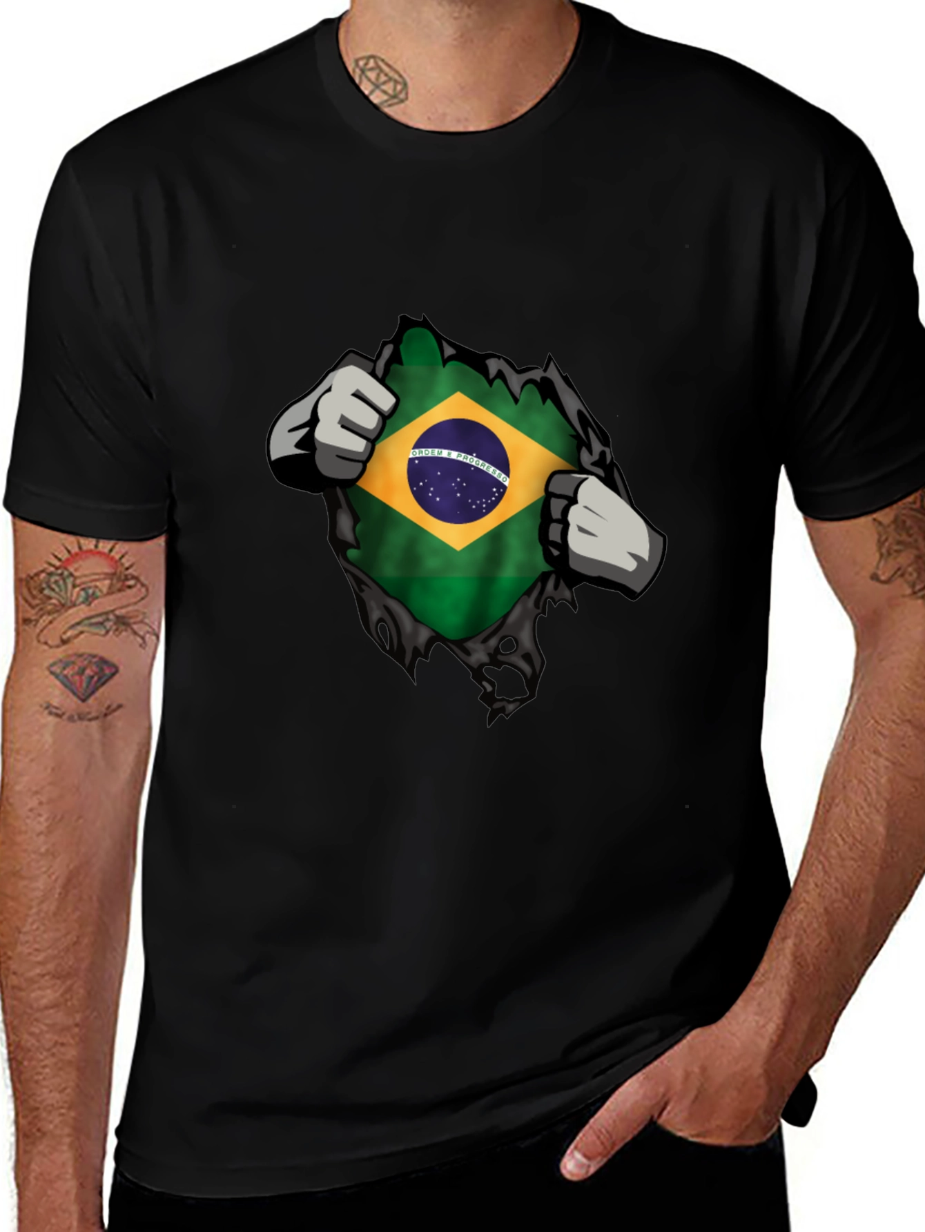Brazilian Flag Ripped T-Shirt - Patriot Pride