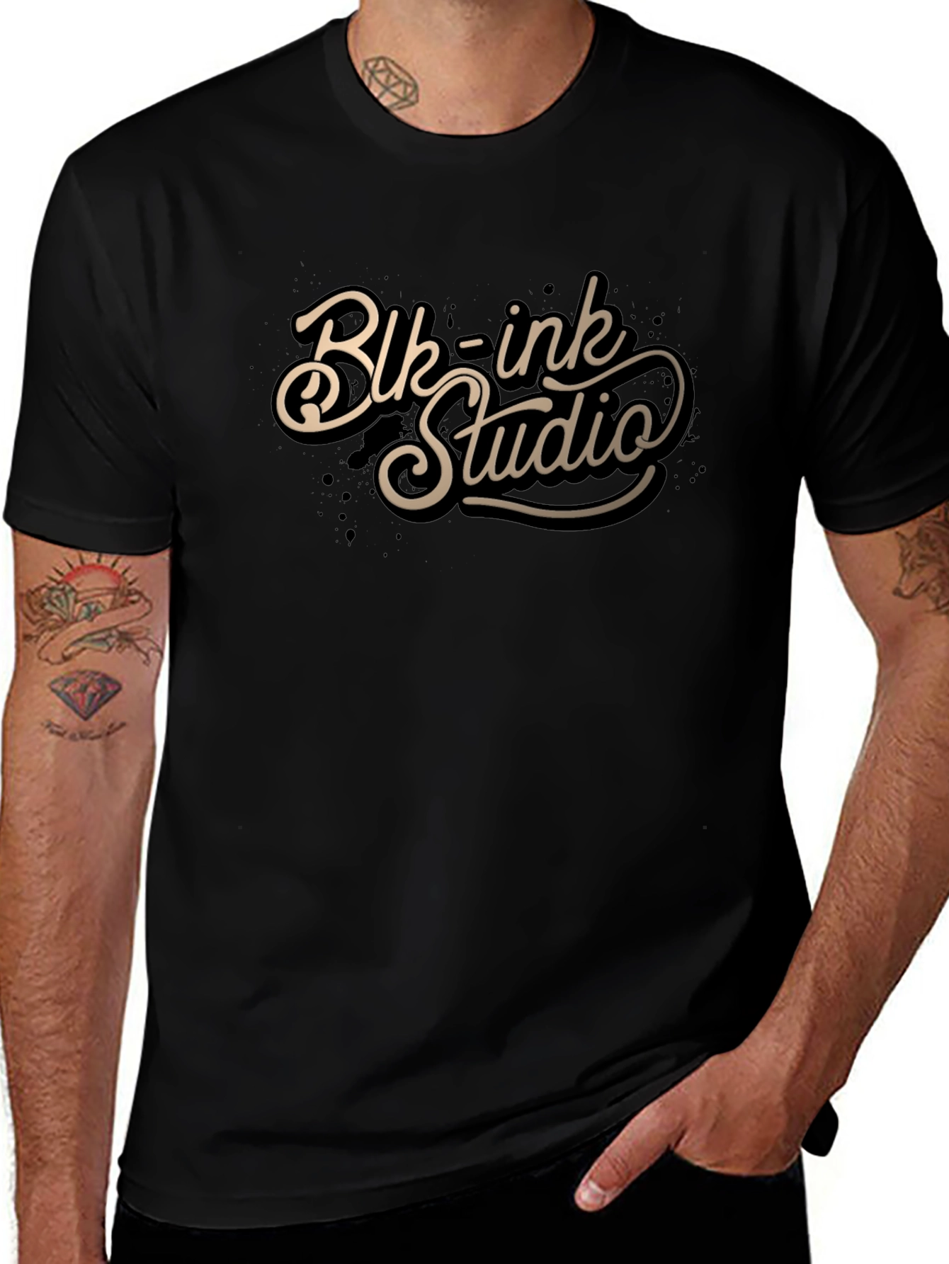Blk-Ink Studio Black Graphic Tee - Casual Style