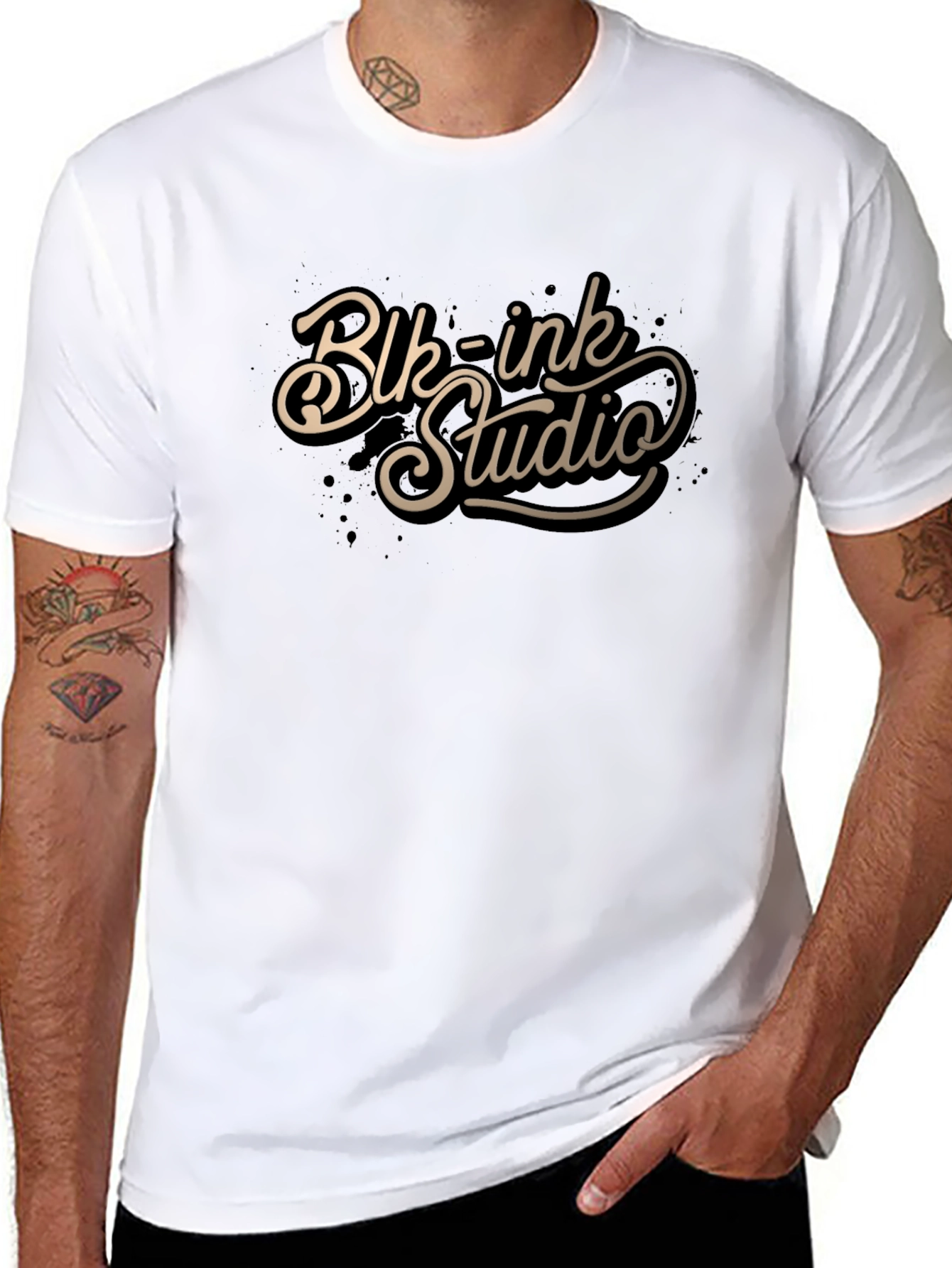 Blk-Ink Studio Black Graphic Tee - Casual Style