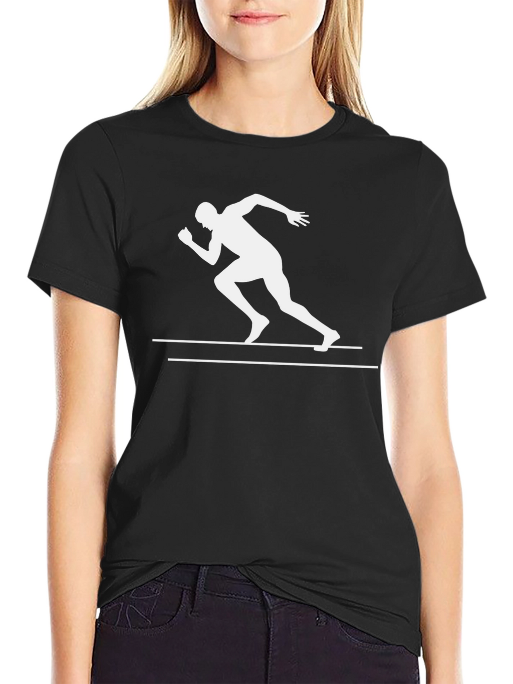 Runner Graphic Tee - Black Cotton T-Shirt
