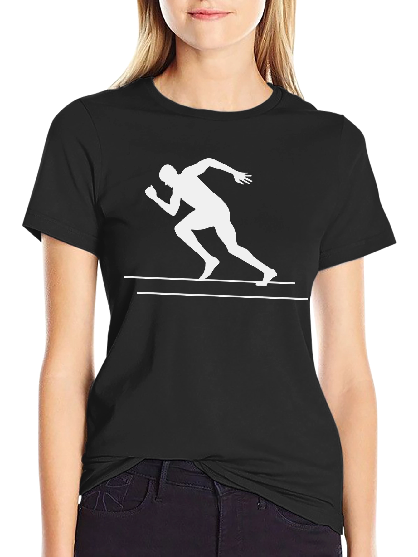 Runner Graphic Tee - Black Cotton T-Shirt