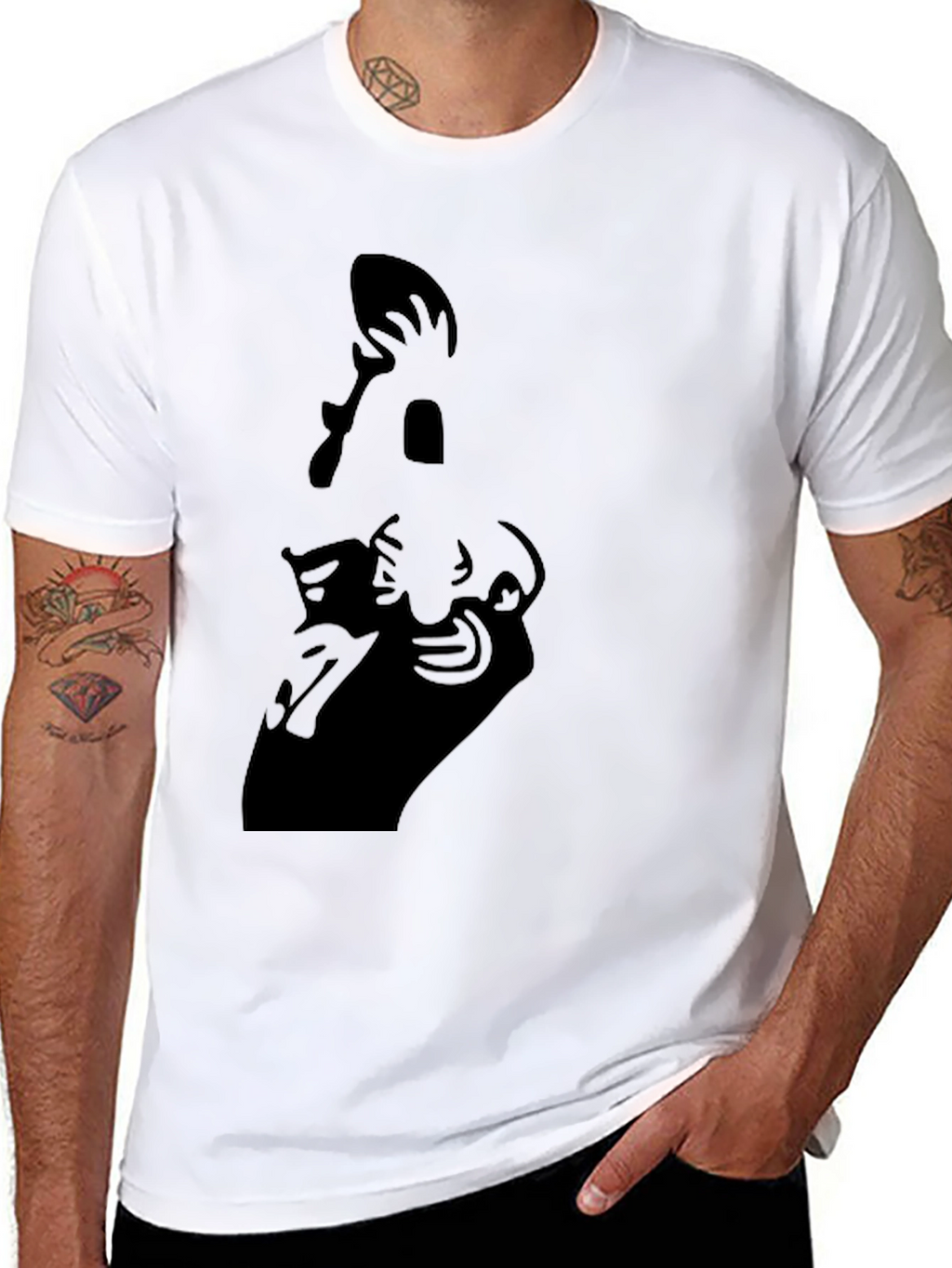 Black Graphic Tee - Abstract Design
