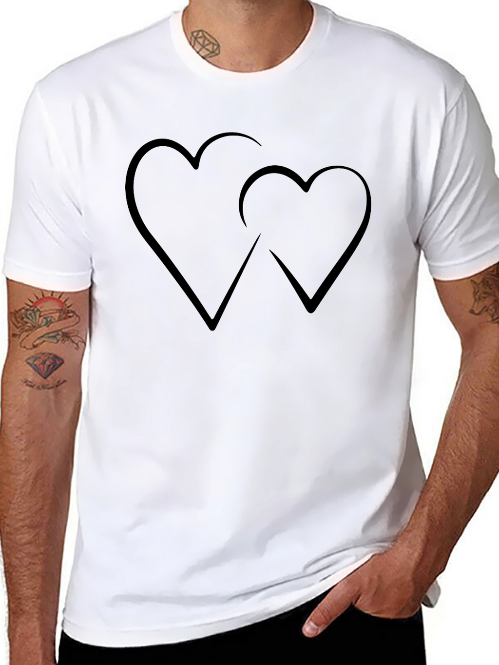 Heart Design Black T-Shirt