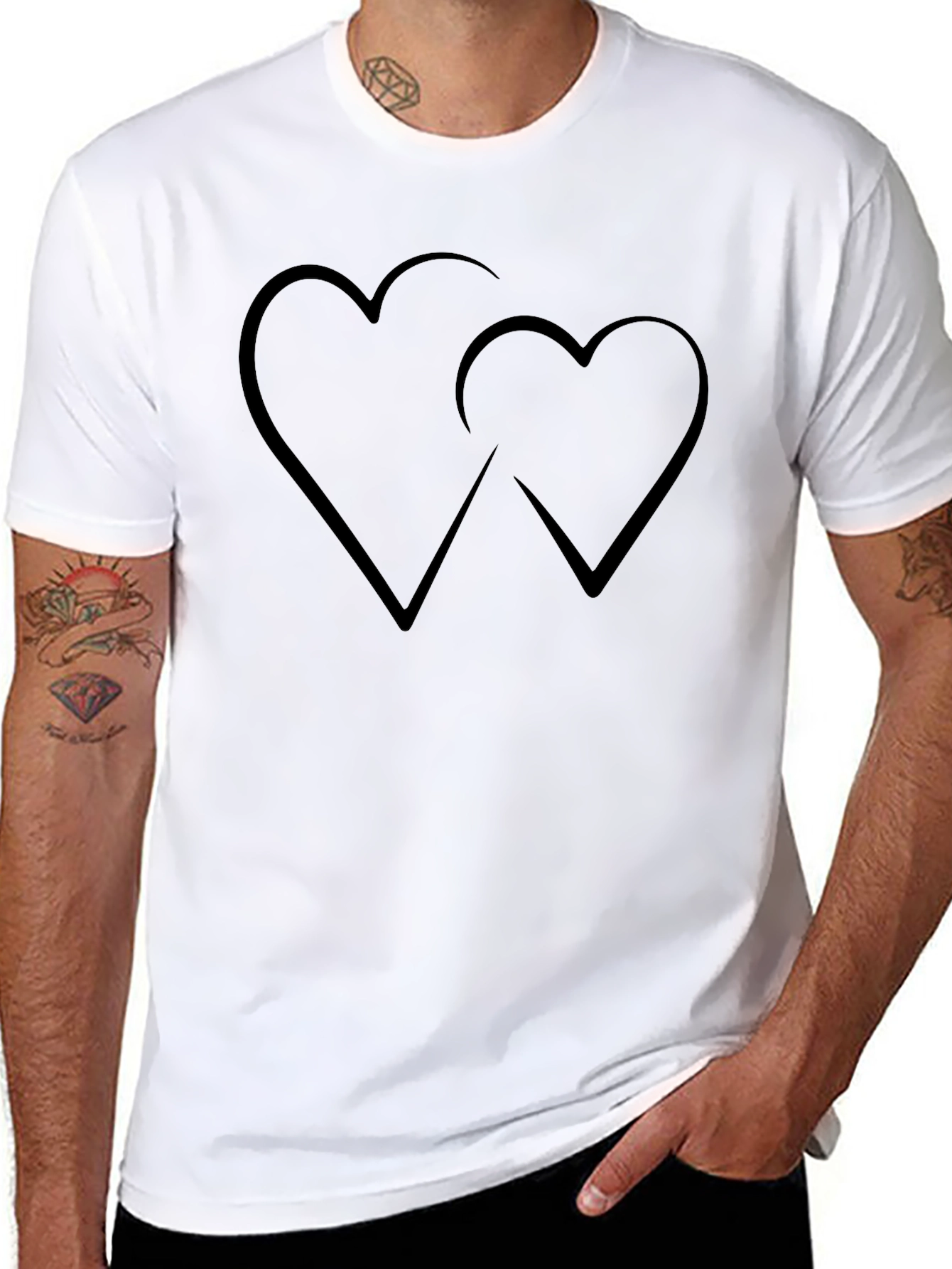 Heart Design Black T-Shirt