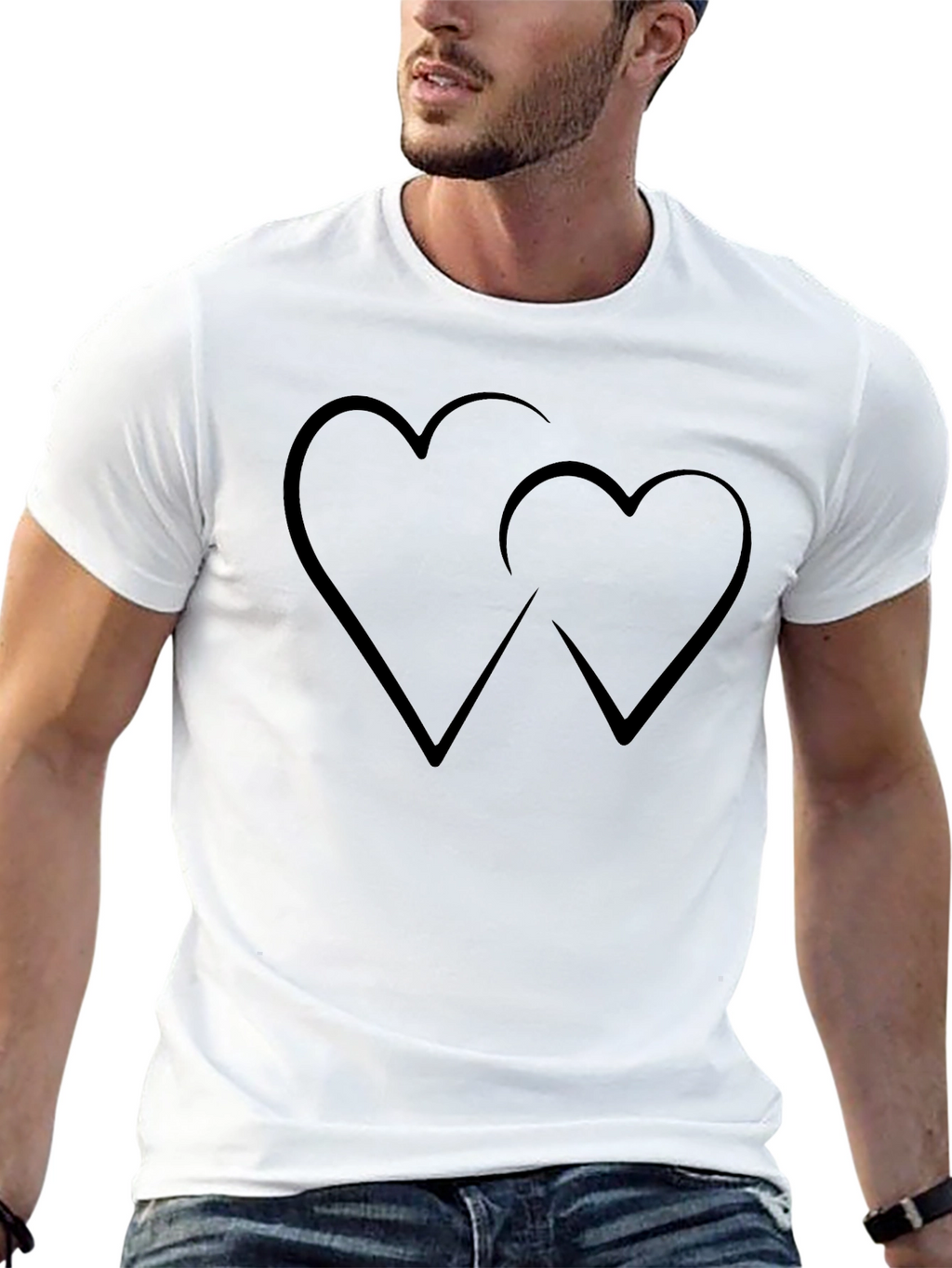 Heart Design Black T-Shirt