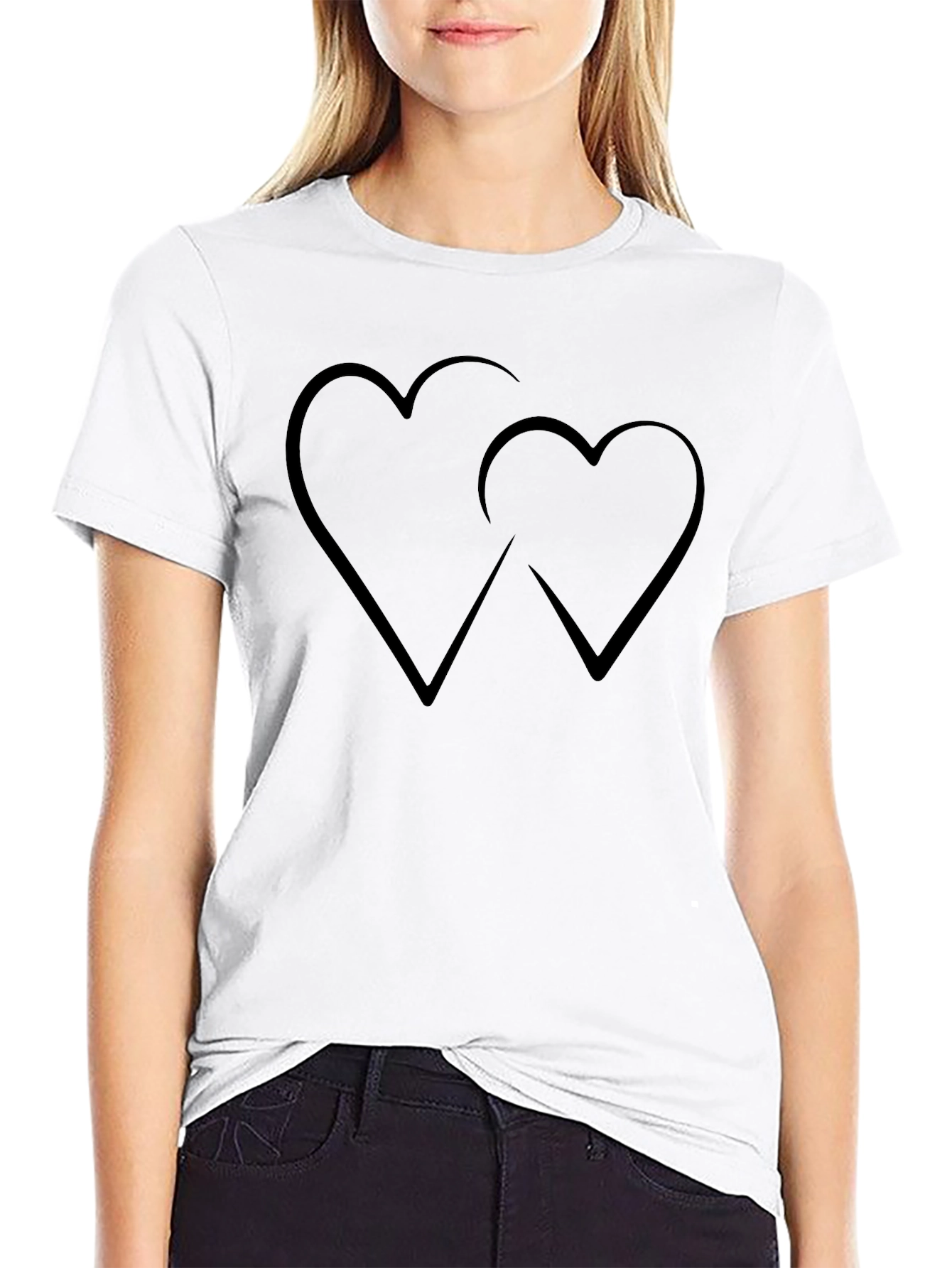 Heart Design Black T-Shirt