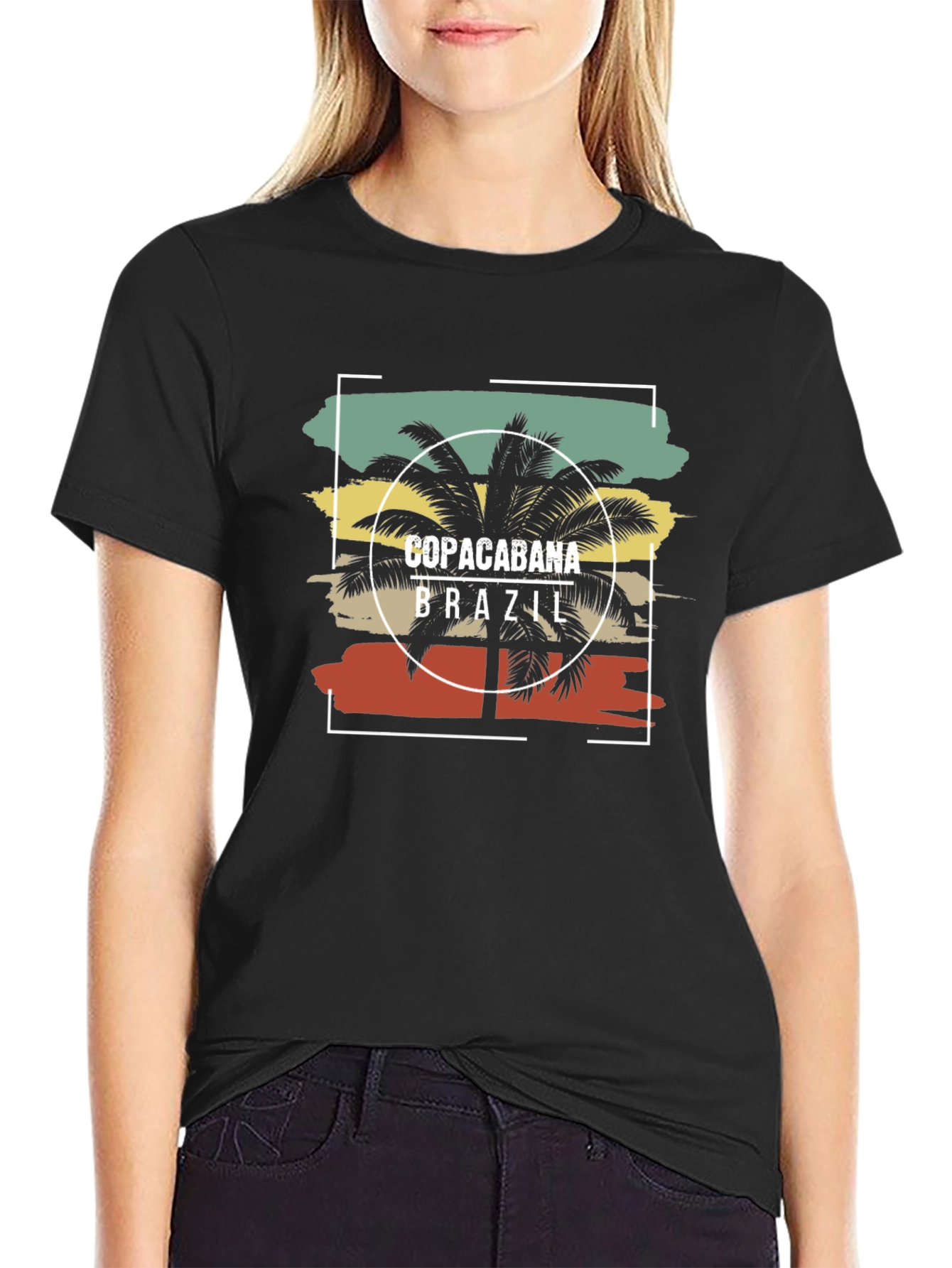 Copacabana Brazil T-Shirt - Retro Palm Tree Design