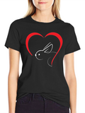 Rabbit Heart Graphic T-Shirt - Soft Cotton Blend