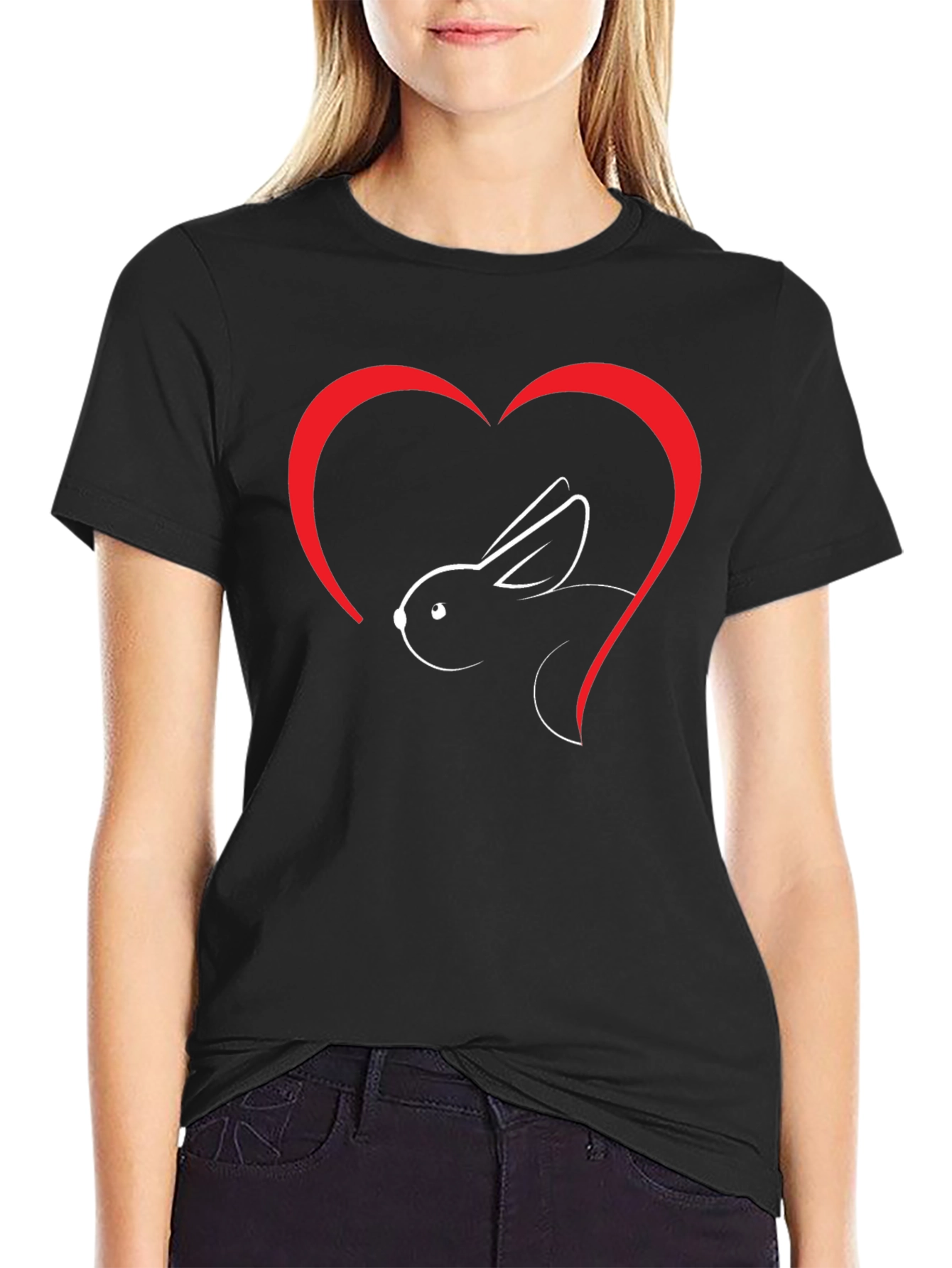 Rabbit Heart Graphic T-Shirt - Soft Cotton Blend