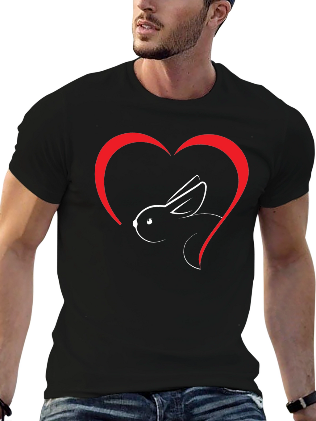 Rabbit Heart Graphic T-Shirt - Soft Cotton Blend