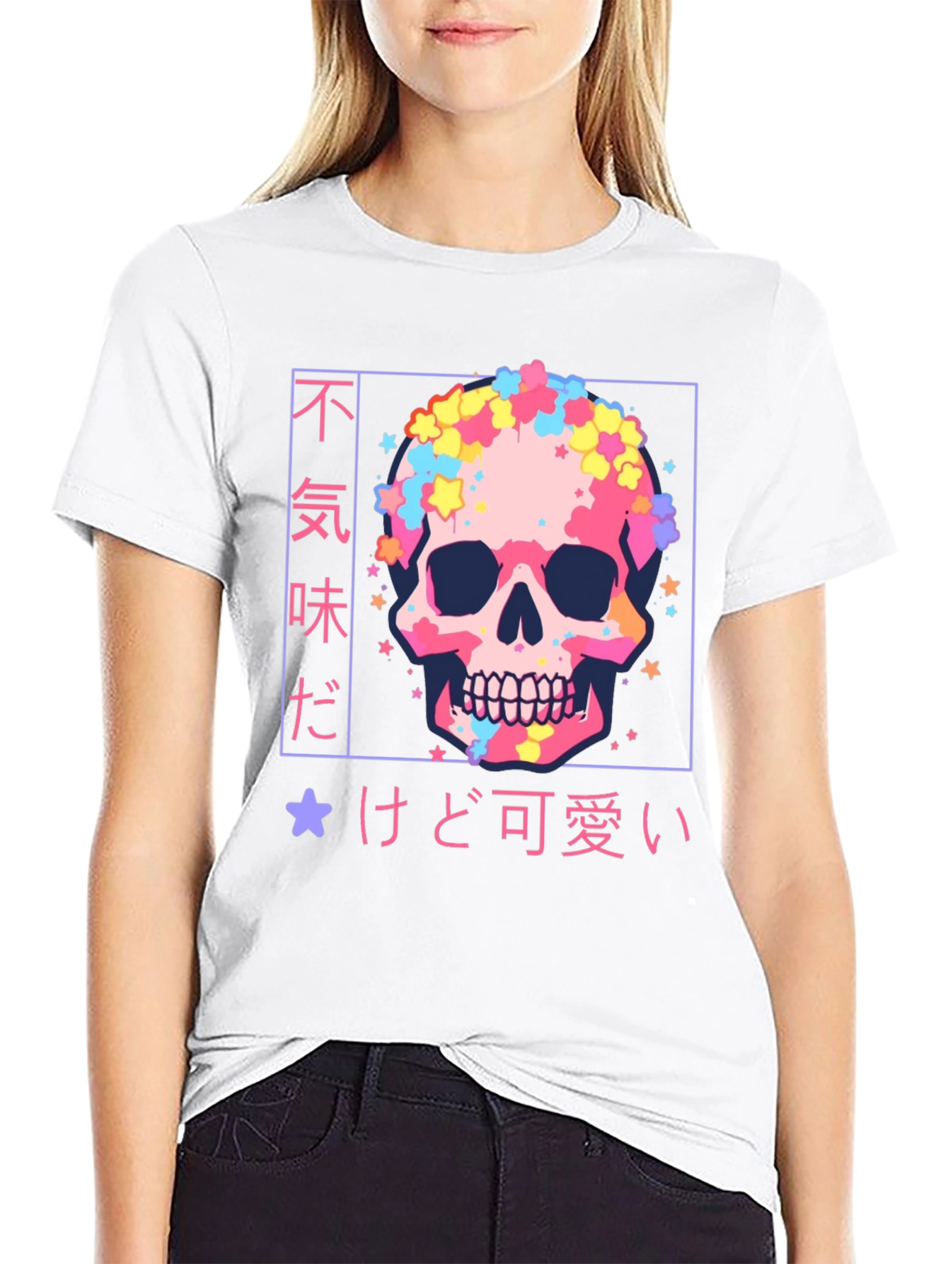 Pastel Skull Graphic Tee - Kawaii Style
