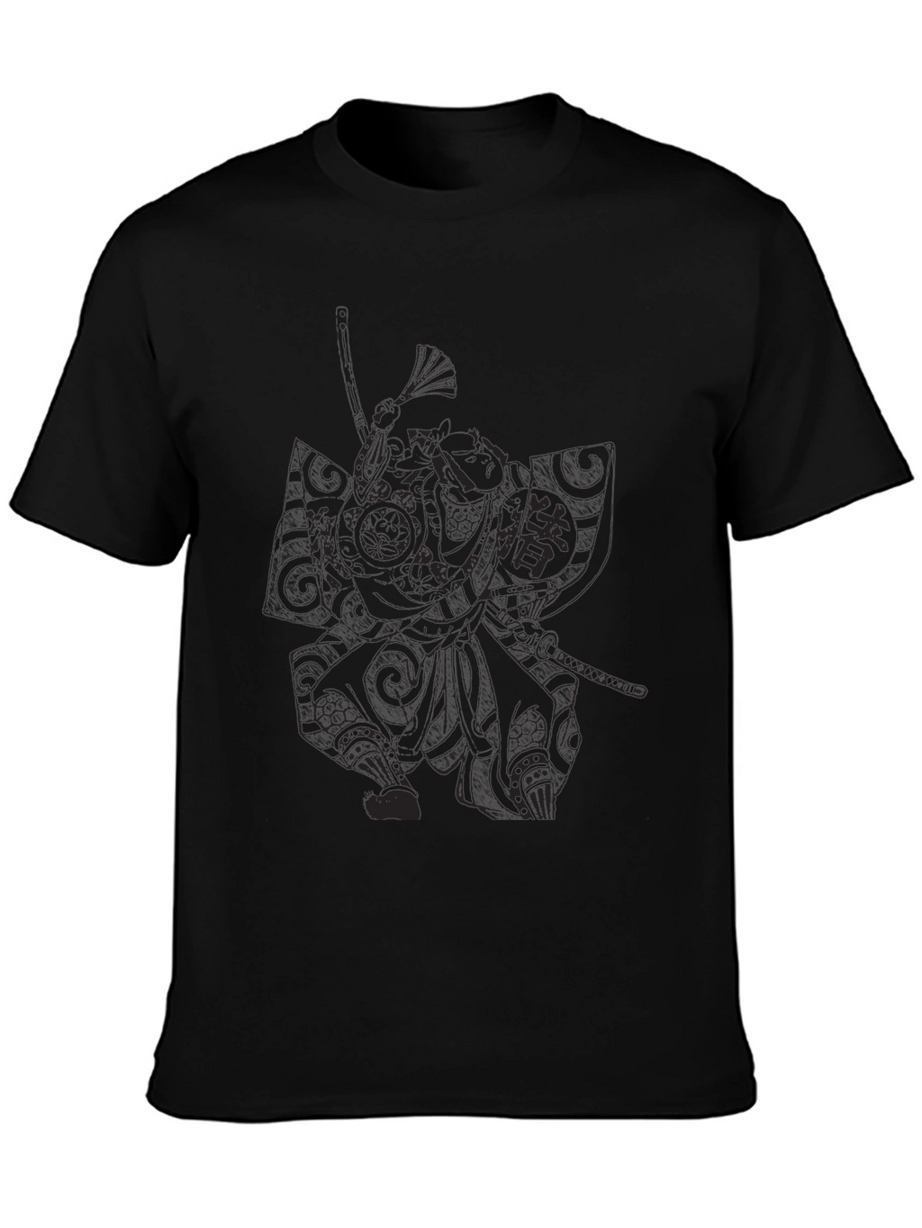 Samurai Graphic Print Black T-Shirt