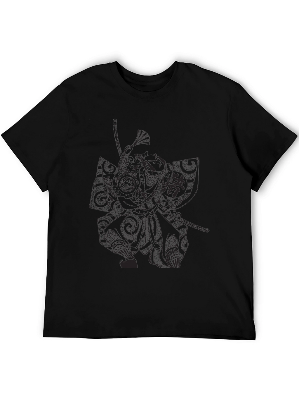 Samurai Graphic Print Black T-Shirt