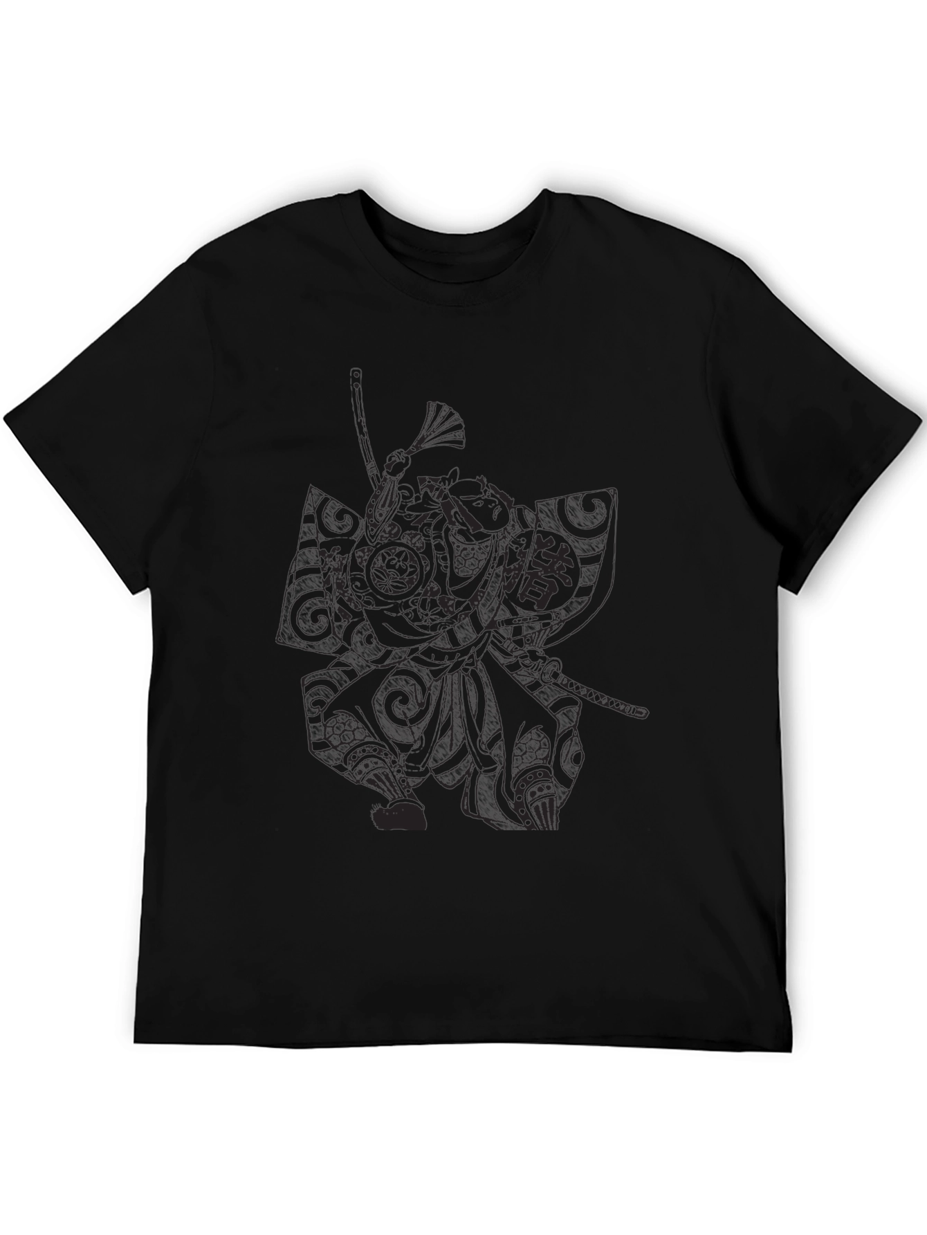 Samurai Graphic Print Black T-Shirt