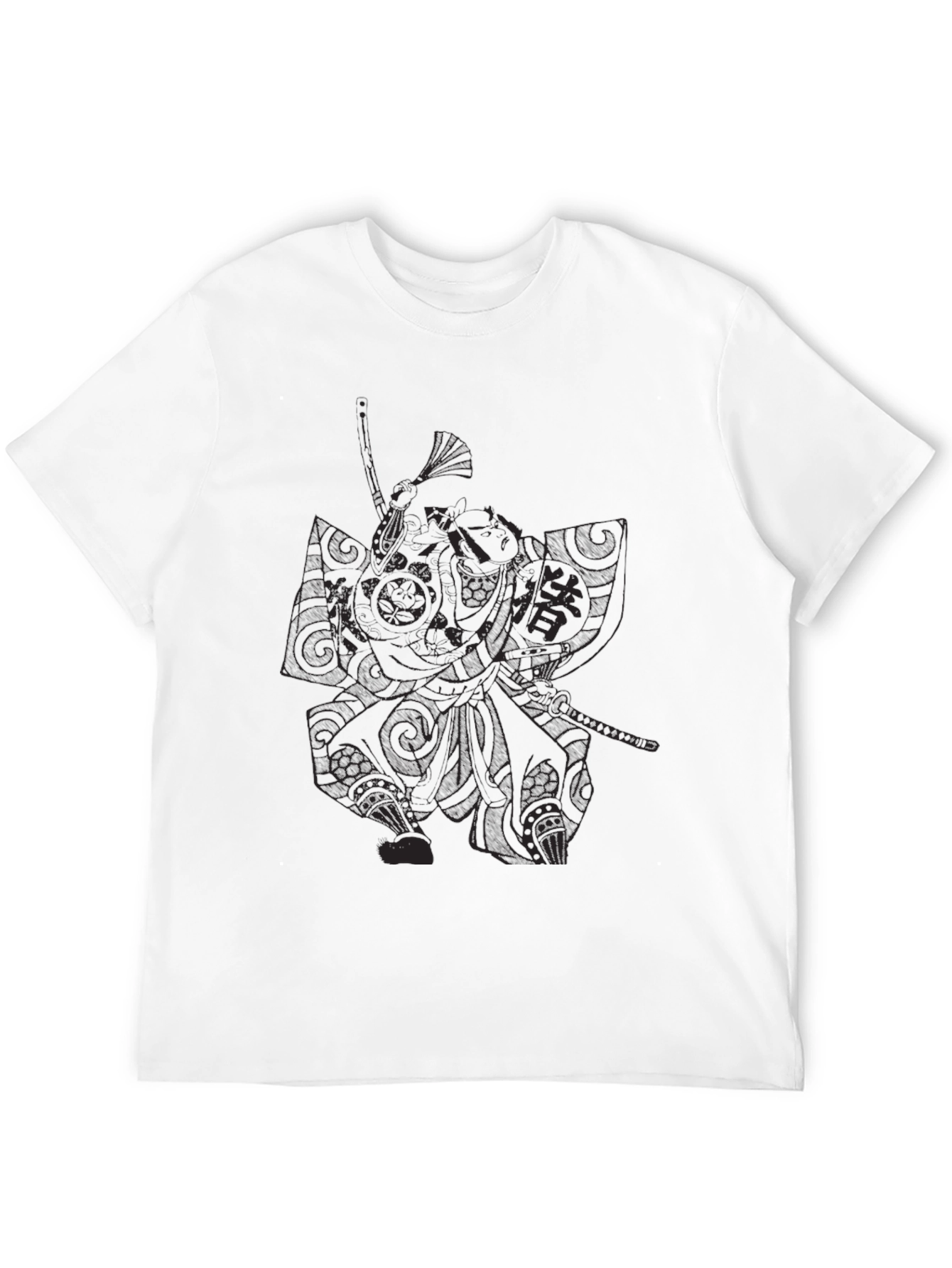 Samurai Graphic Print Black T-Shirt