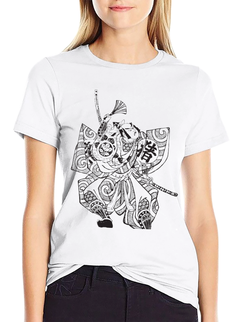 Samurai Graphic Print Black T-Shirt