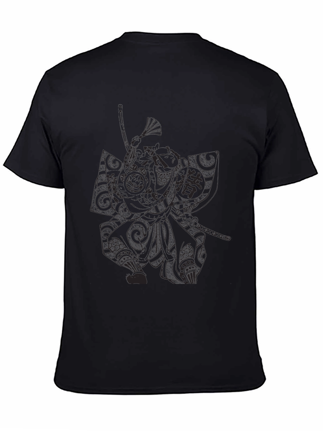 Samurai Graphic Print Black T-Shirt