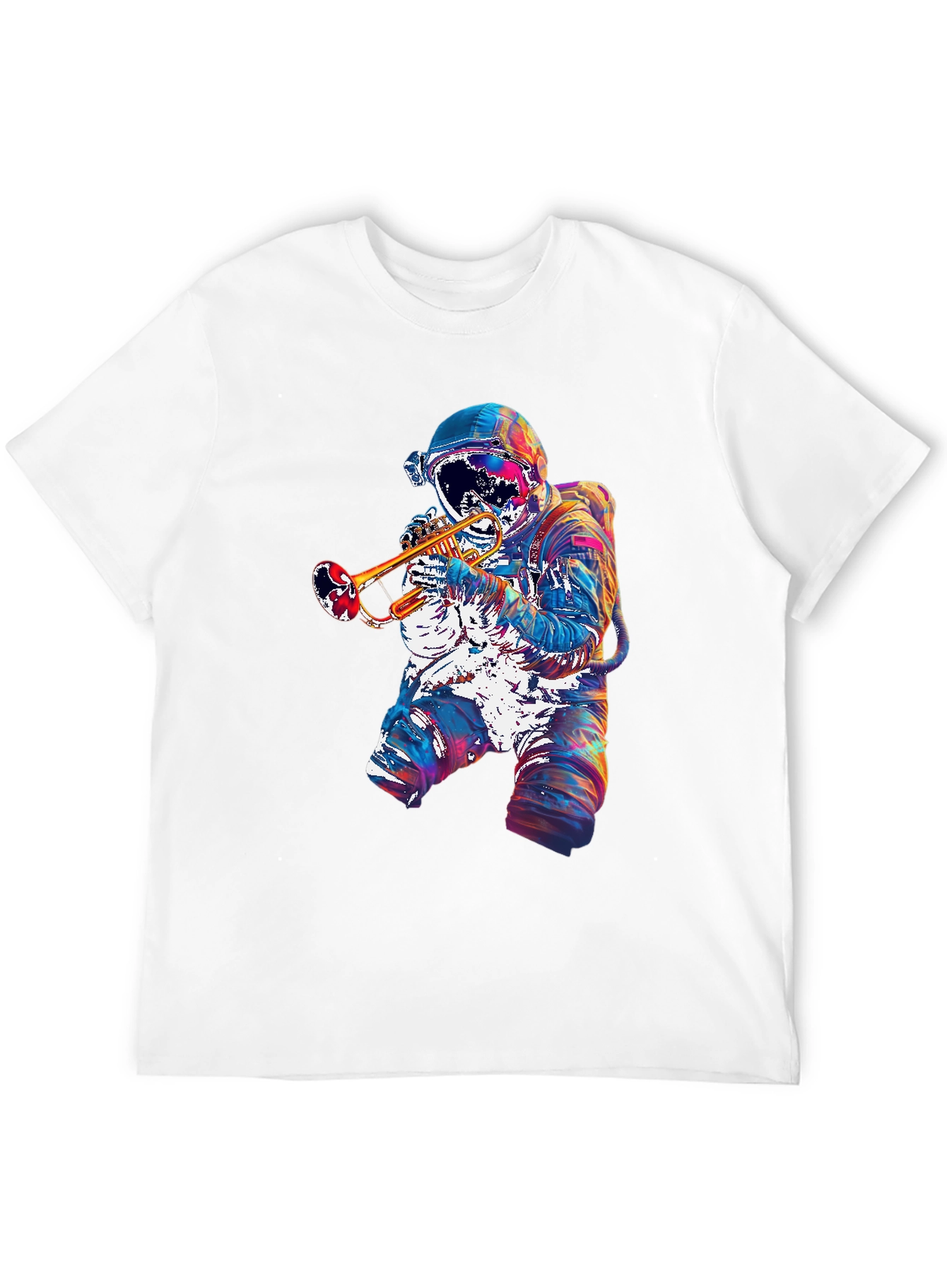 Astronaut Trumpet Graphic T-Shirt - Space Musician Tee