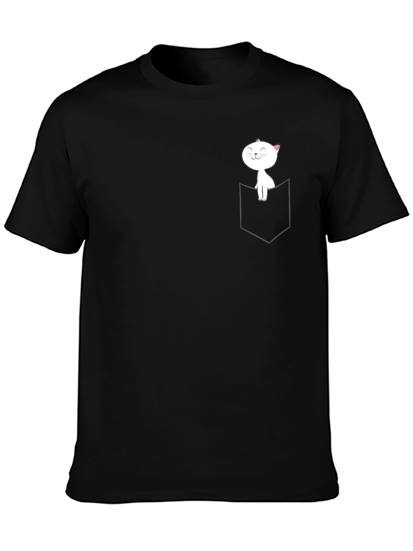Cat Pocket Graphic Tee - Soft Cotton Blend Shirt