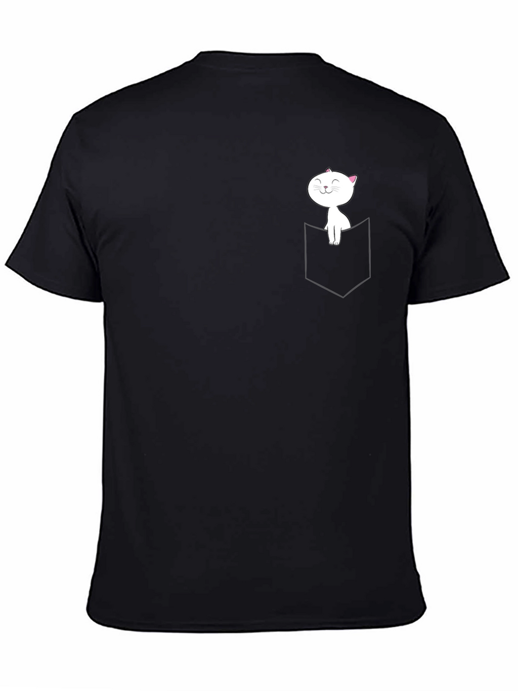 Cat Pocket Graphic Tee - Soft Cotton Blend Shirt