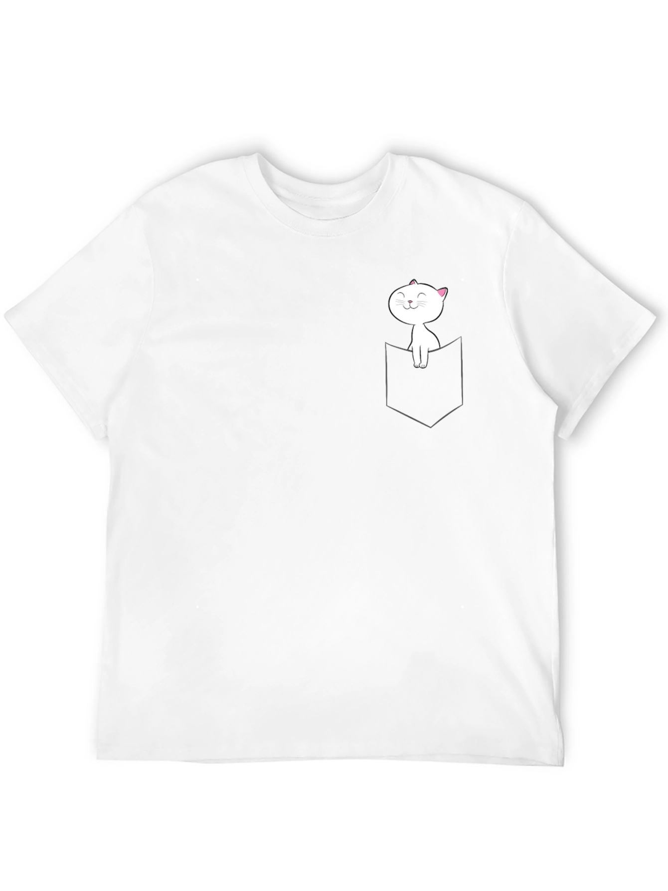 Cat Pocket Graphic Tee - Soft Cotton Blend Shirt