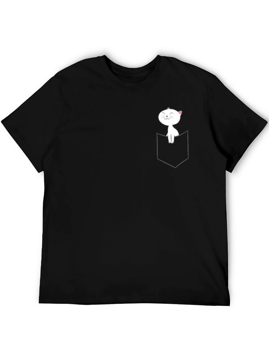 Cat Pocket Graphic Tee - Soft Cotton Blend Shirt