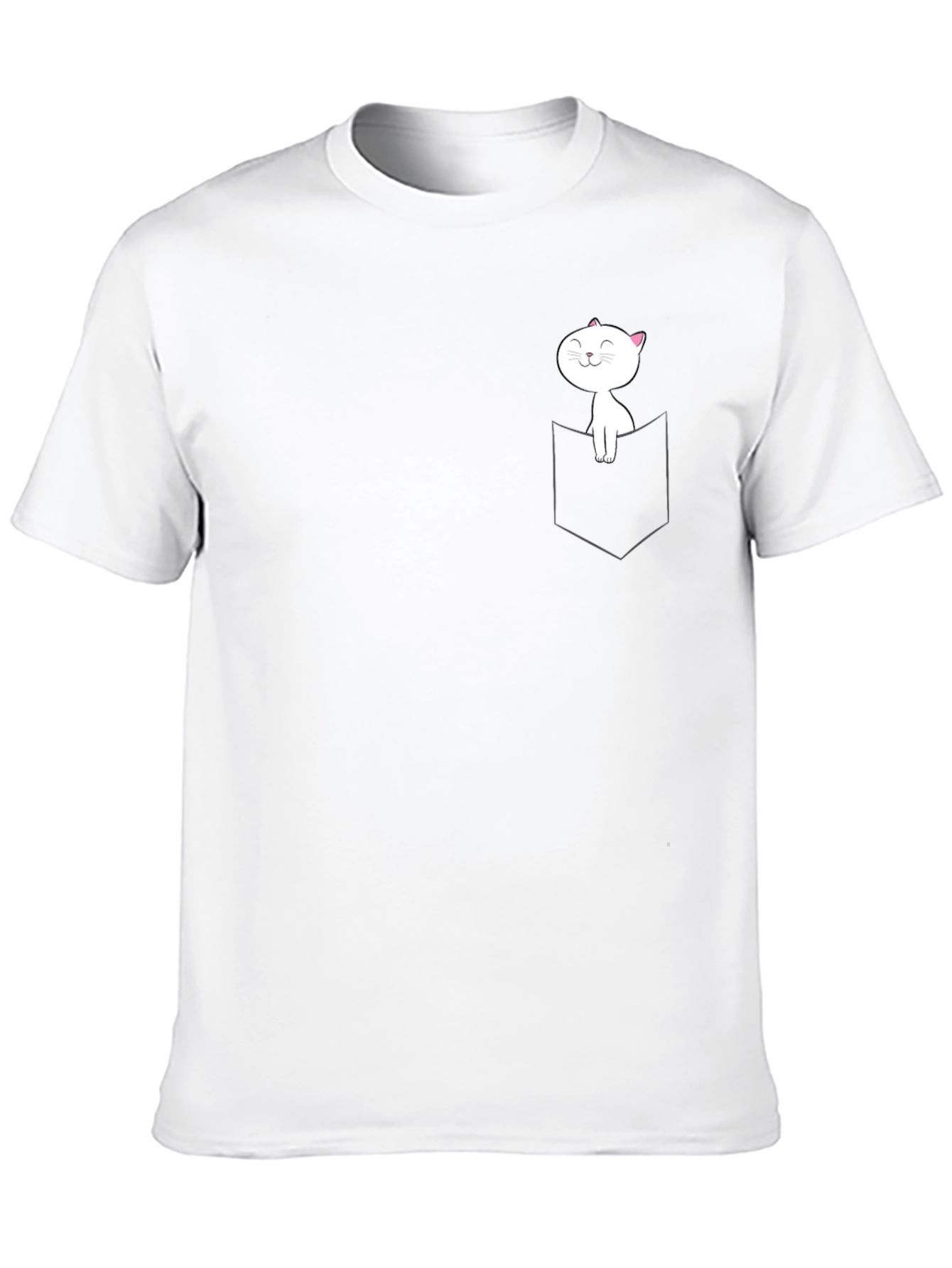 Cat Pocket Graphic Tee - Soft Cotton Blend Shirt