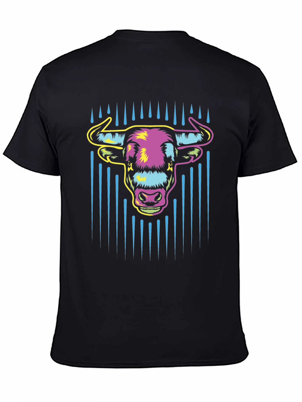 Vibrant Bull Graphic Tee - Mens Black Cotton T-Shirt