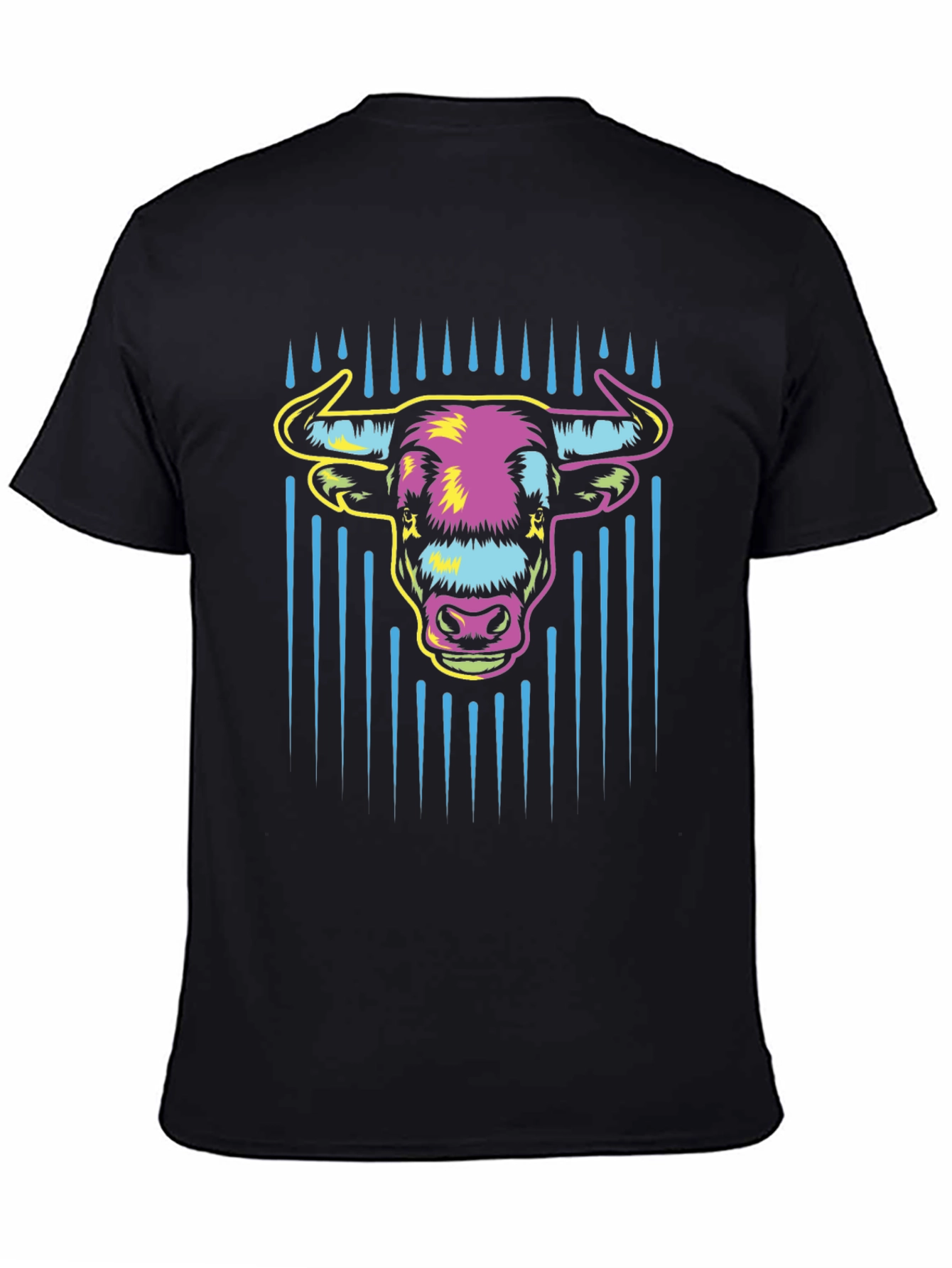 Vibrant Bull Graphic Tee - Mens Black Cotton T-Shirt