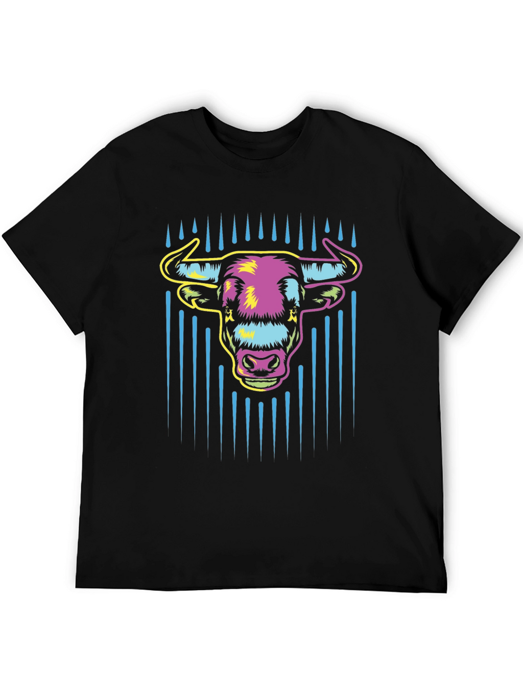 Vibrant Bull Graphic Tee - Mens Black Cotton T-Shirt