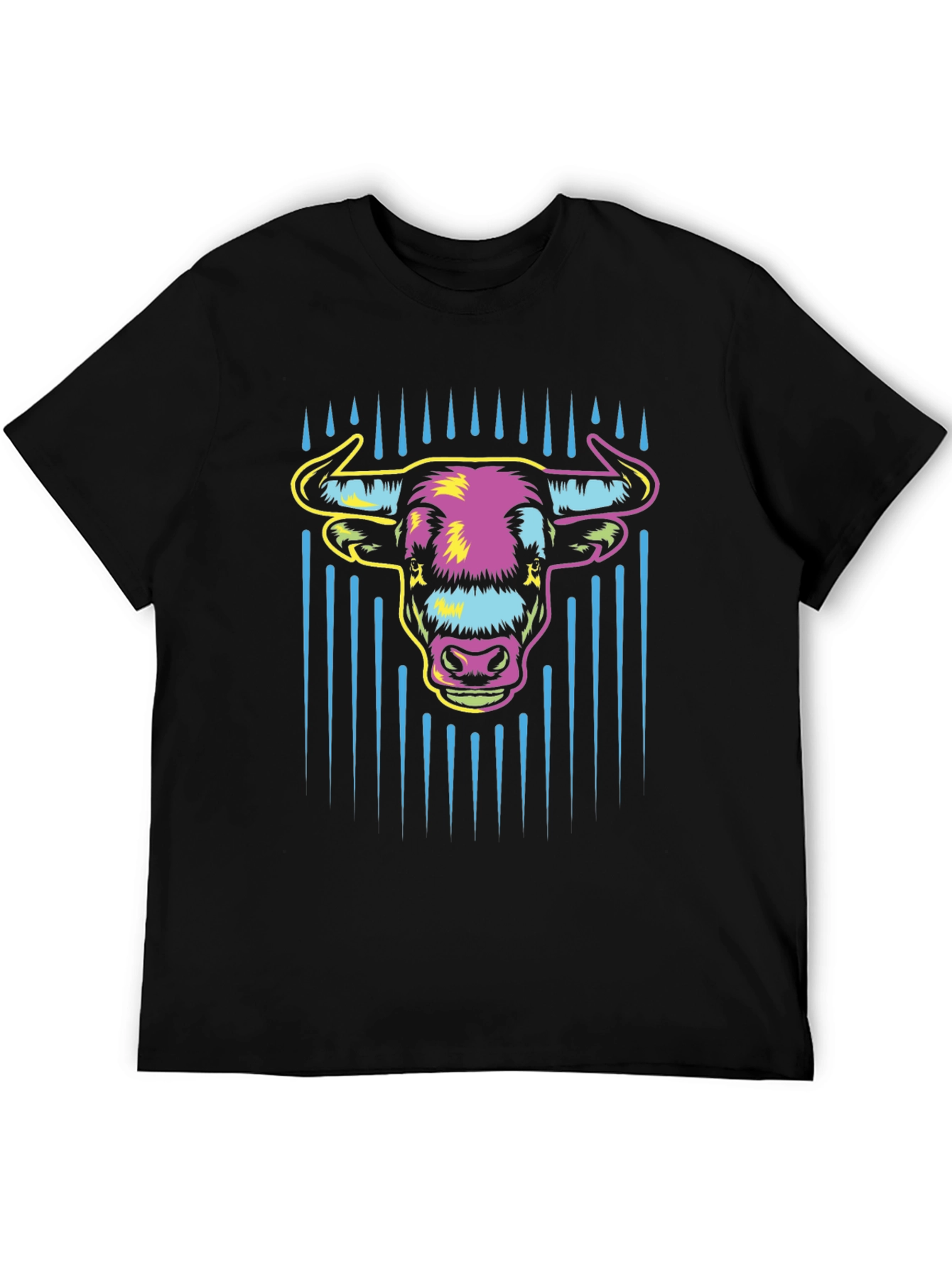 Vibrant Bull Graphic Tee - Mens Black Cotton T-Shirt