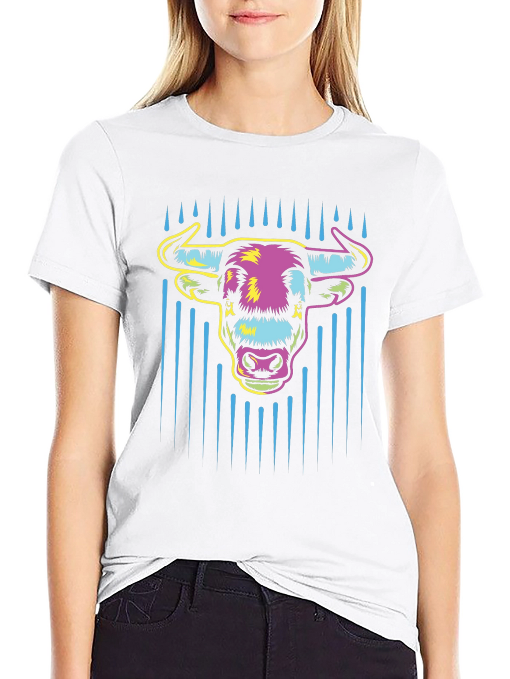 Vibrant Bull Graphic Tee - Mens Black Cotton T-Shirt
