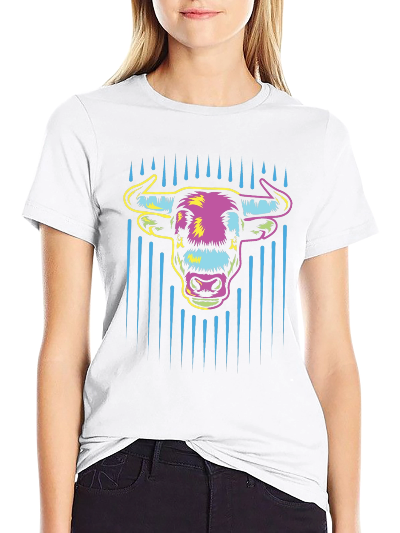 Vibrant Bull Graphic Tee - Mens Black Cotton T-Shirt