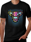 Vibrant Bull Graphic Tee - Mens Black Cotton T-Shirt