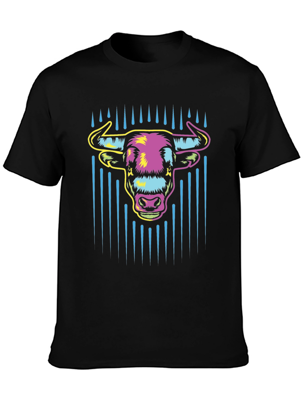 Vibrant Bull Graphic Tee - Mens Black Cotton T-Shirt