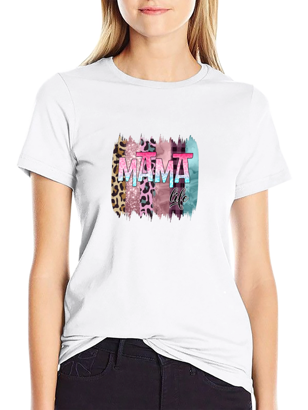 Mama Life Leopard Brush Stroke Graphic Tee