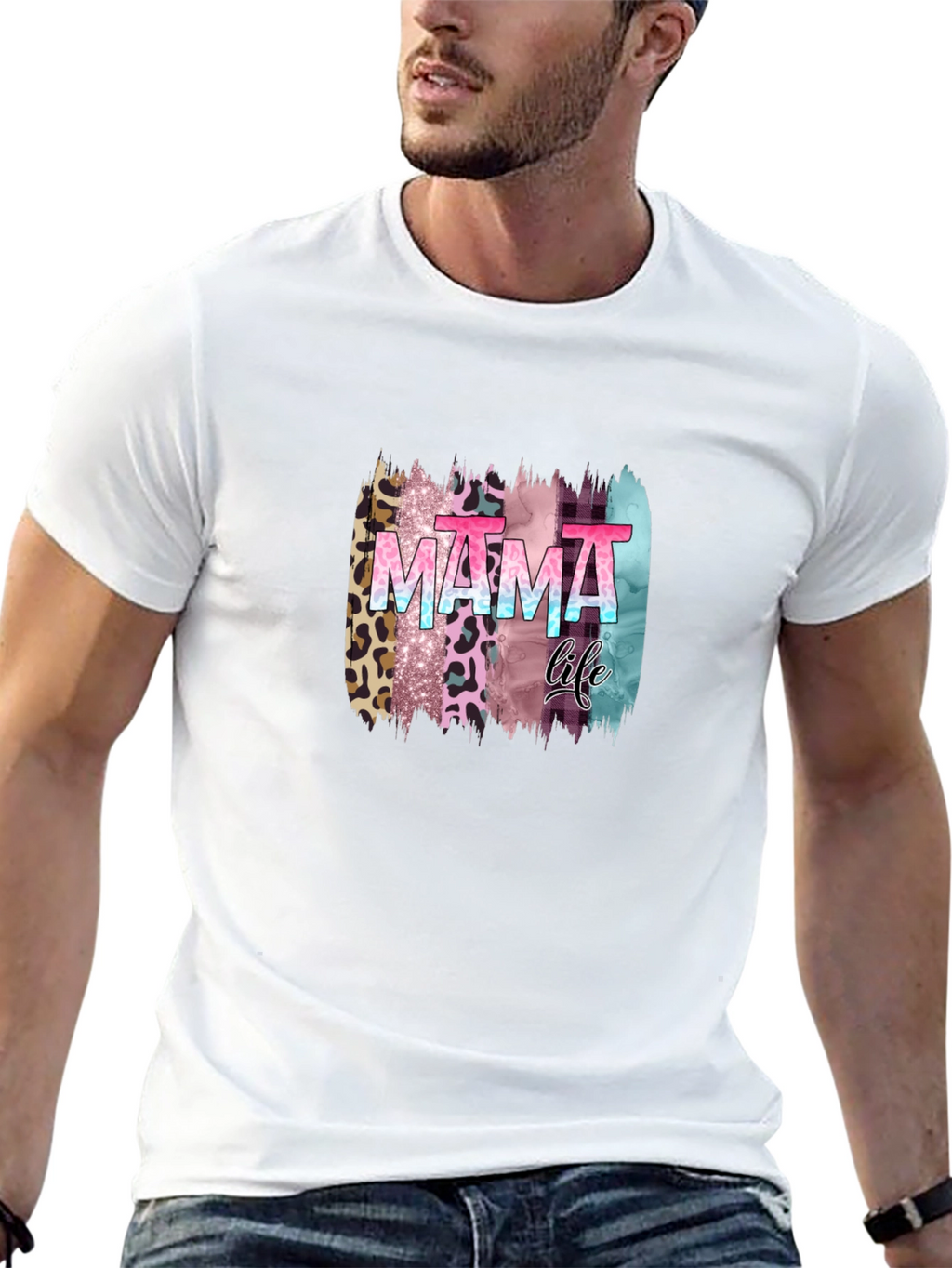 Mama Life Leopard Brush Stroke Graphic Tee