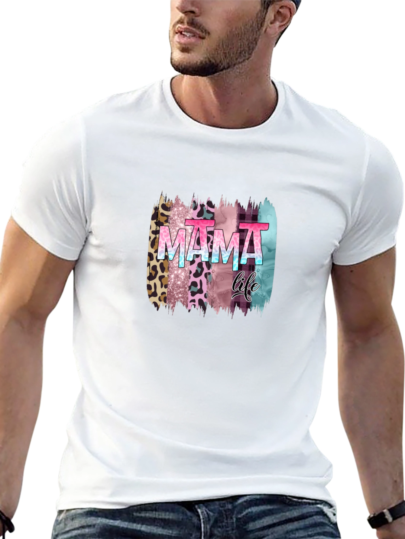 Mama Life Leopard Brush Stroke Graphic Tee
