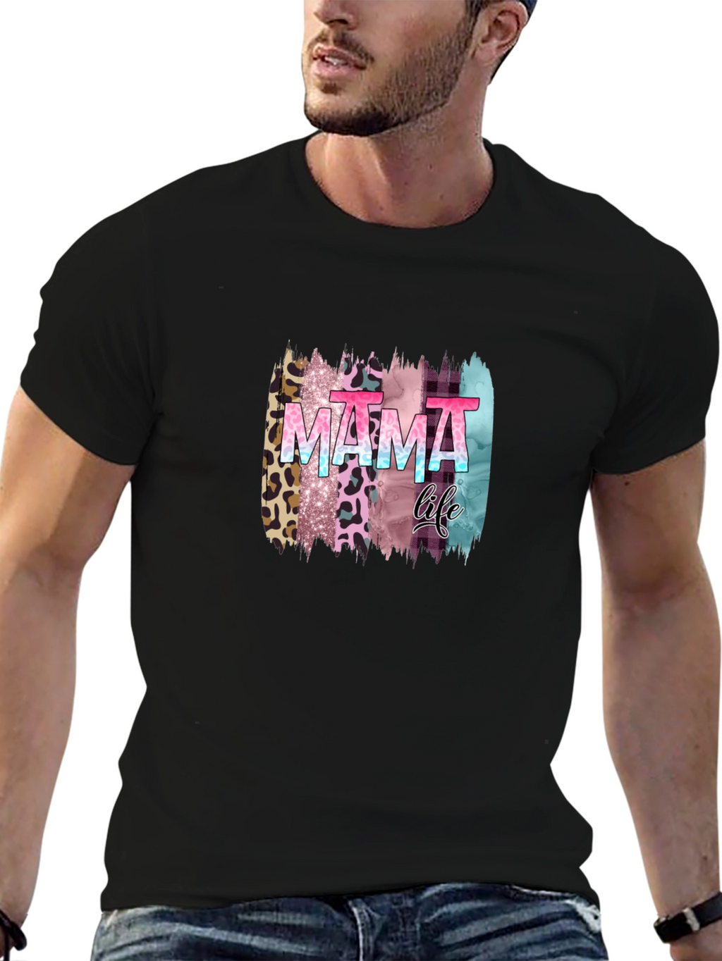 Mama Life Leopard Brush Stroke Graphic Tee