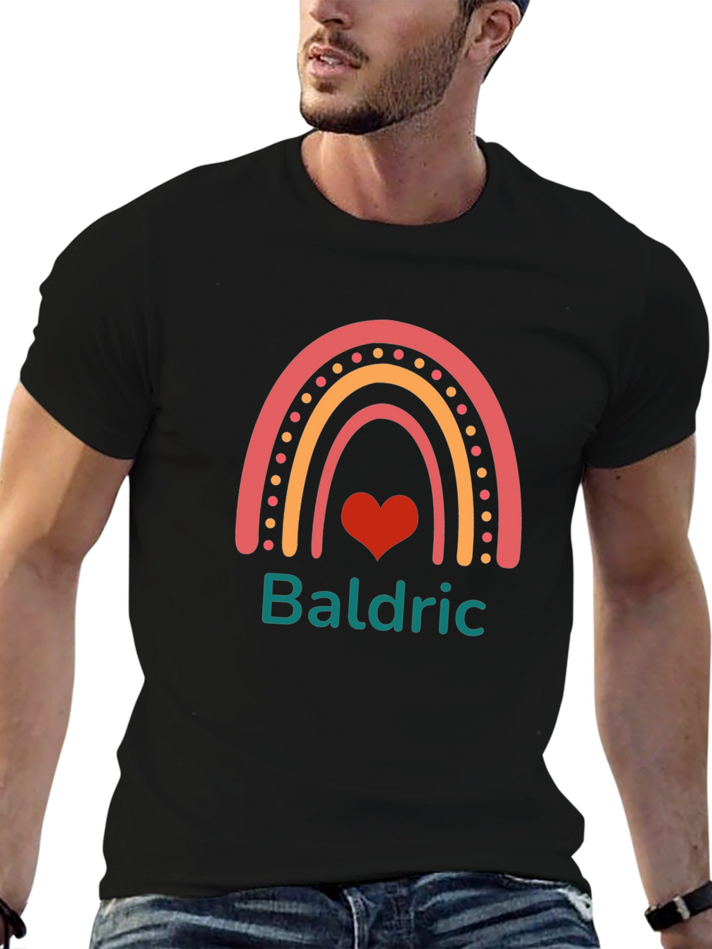 Baldric Rainbow Heart Personalized T-Shirt